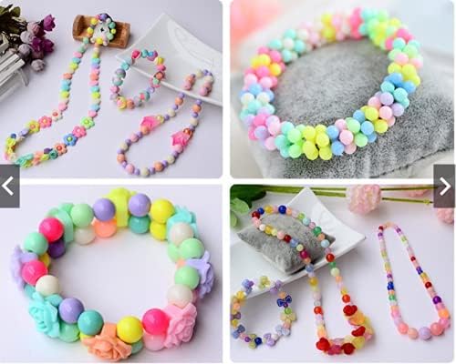 TREXEE Plastic Beads for Jewelry Making - DIY Craft Kit for Kids with Multicolor Beads, Bracelets, Necklaces, Hairbands & Rings - Perfect for Birthday Gifts & Creative Playtime Activities