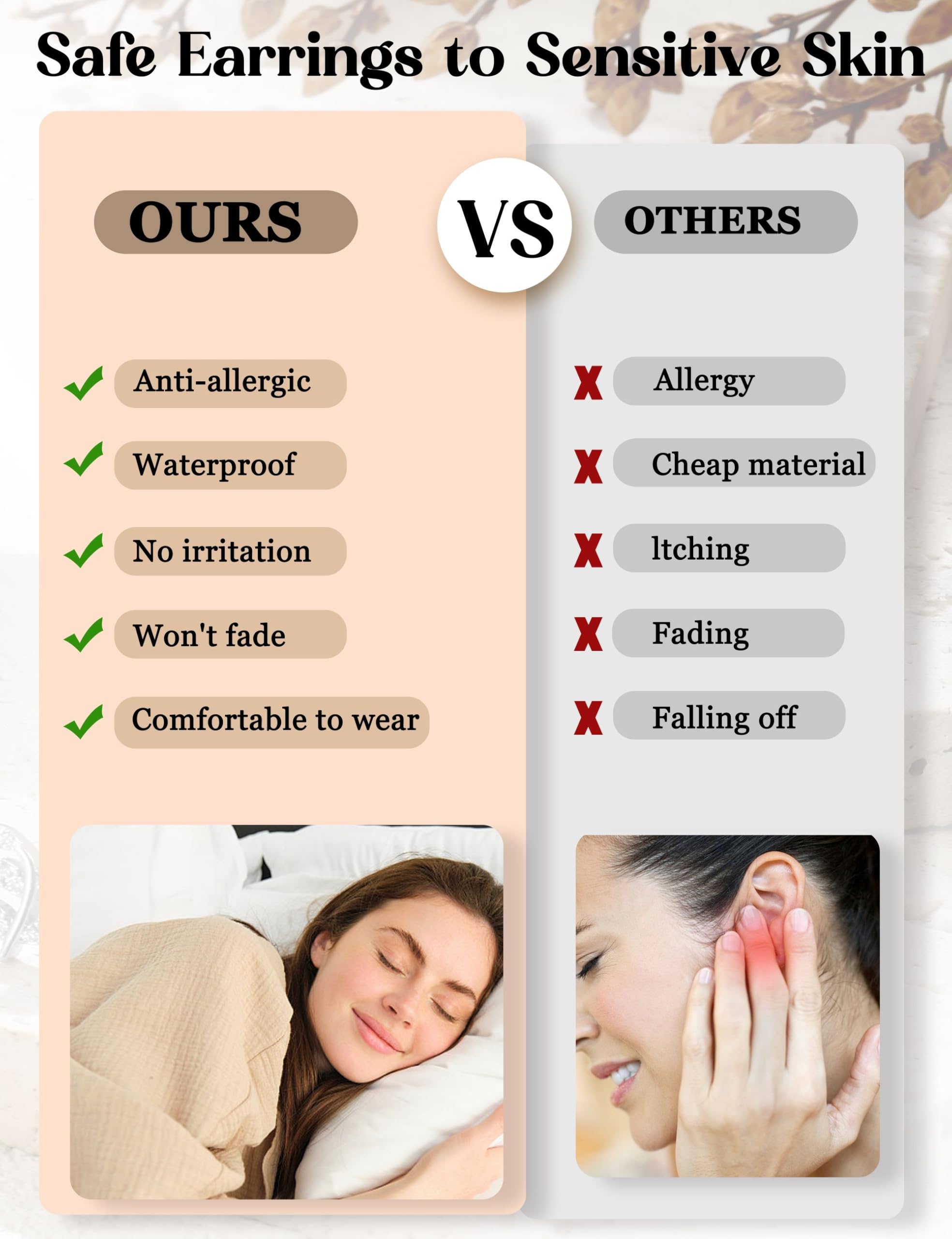 LOLIAS 16 Gauge Cartilage Earrings for Women - Stainless Steel Helix Piercing Jewelry with CZ Studs, Leaf & Butterfly Design, Flat Back Earrings - Perfect for Daily Wear, Parties & Gifts