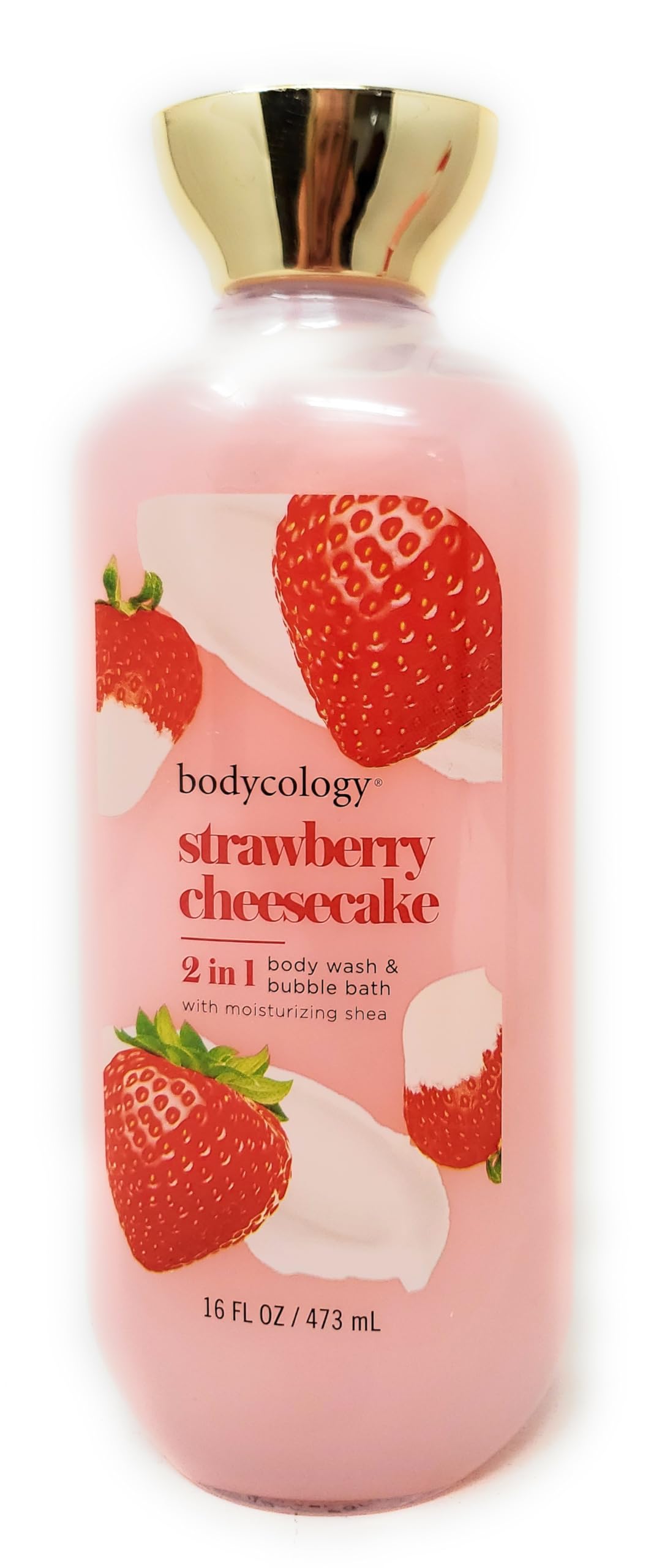 Strawberry Cheesecake Scented 2-in-1 Body Wash & Bubble Bath 16 fl oz + Moisturizing Body Cream 8 oz Duo Pack - Luxurious Bath & Skincare Gift Set for Women, Perfect for Relaxing Spa Nights & Self-Care Routines