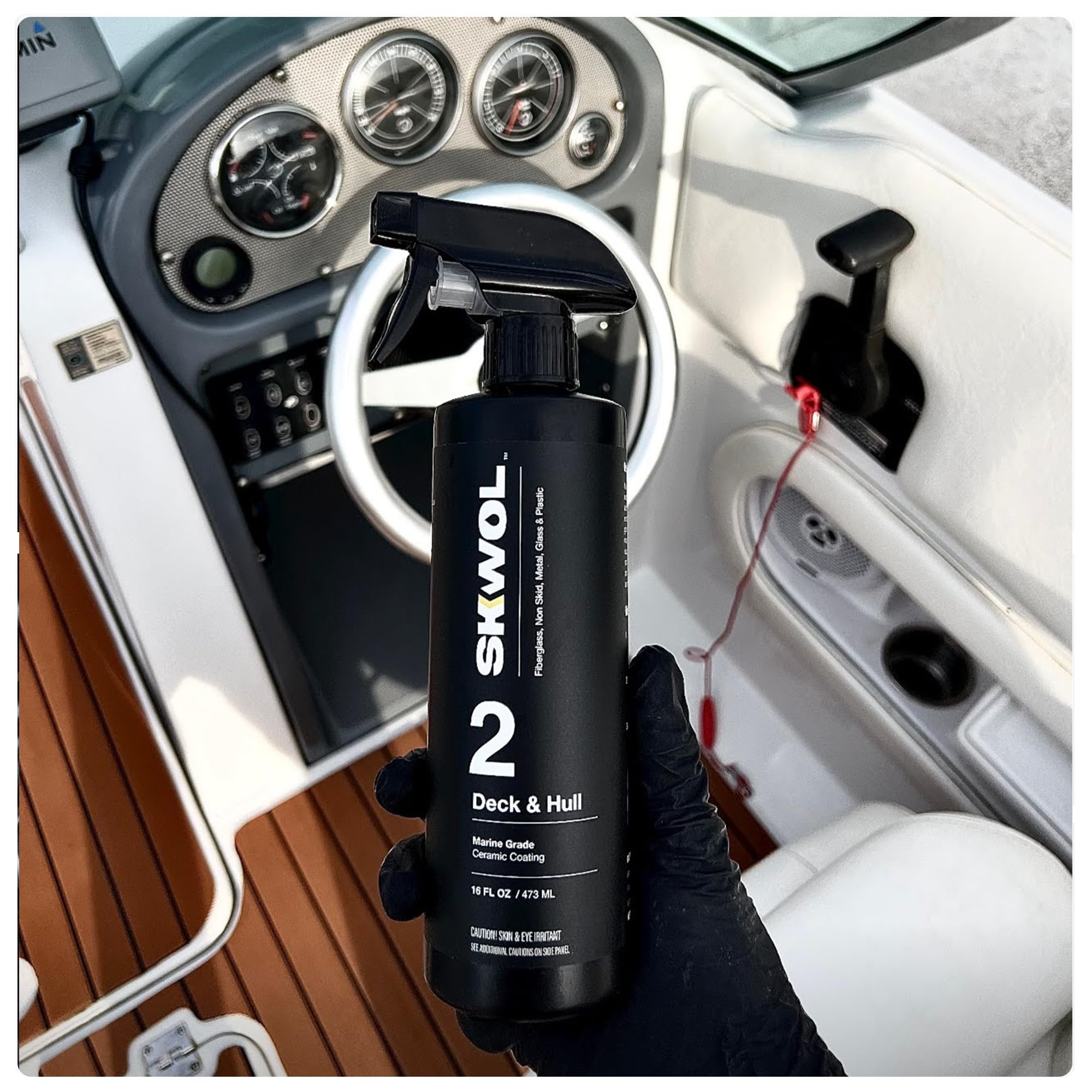 Premium SiO2 Ceramic Spray Sealant for Boats - Hydrophobic UV Protection & Long-Lasting Shine - Superior to Traditional Wax - Deck & Hull Protection - Ideal for Marine Cleaning & Maintenance