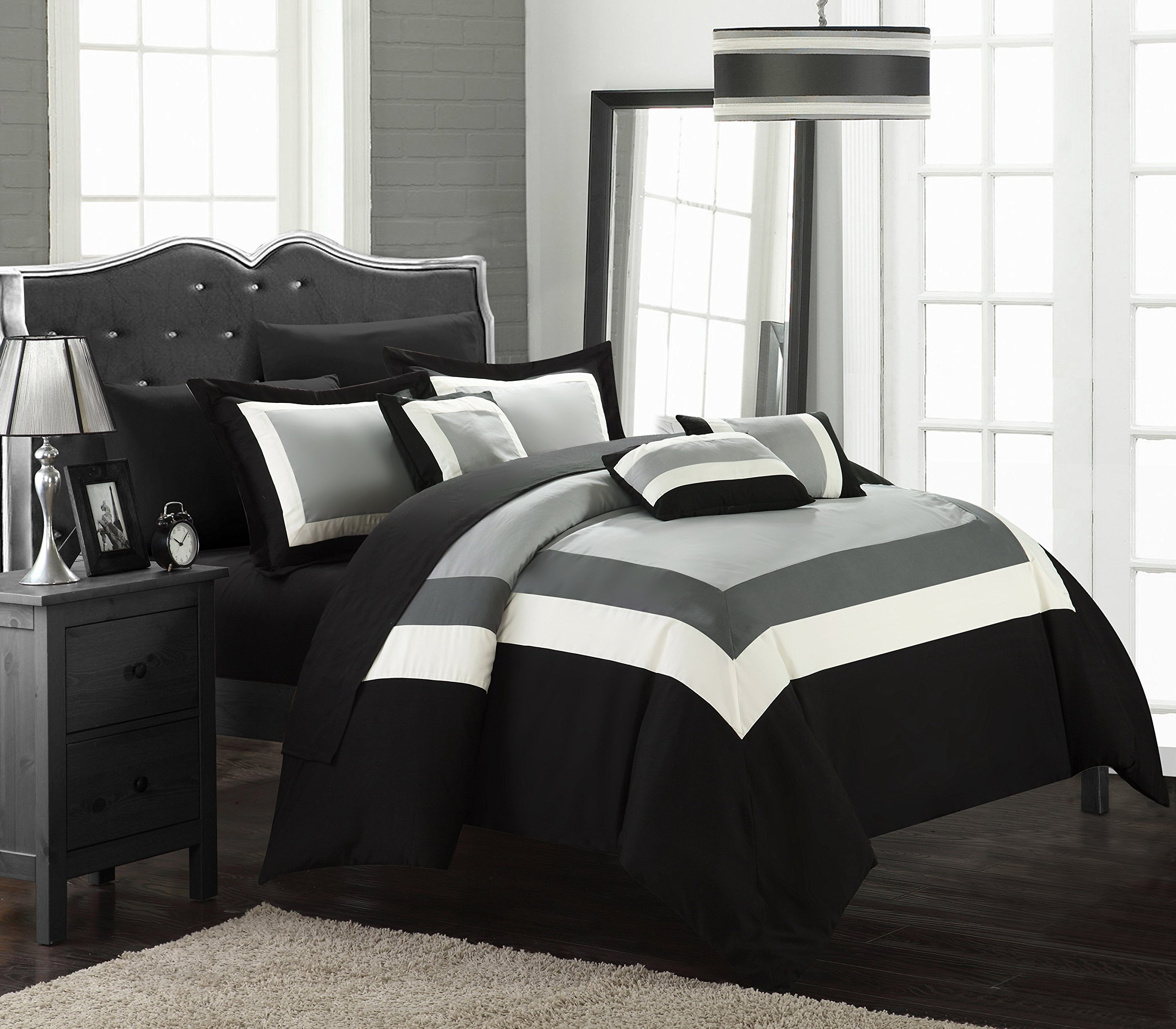 Chic King Comforter Set 10-Piece - Black Bedding for Luxurious Sleep