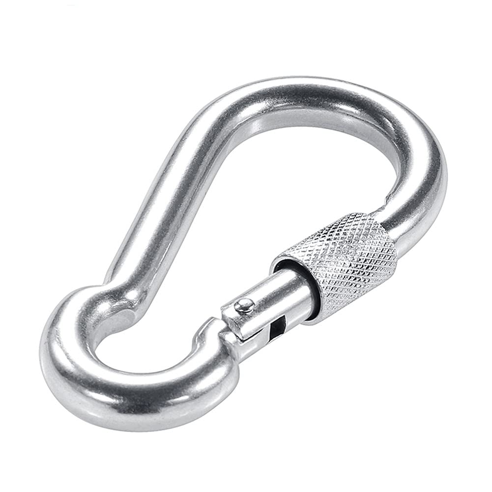 Heavy Duty 316 Stainless Steel Screw Lock Carabiner Hooks - PROND Locking Carabiners for Rock Climbing, Hiking, Camping & Outdoor Gear Organization