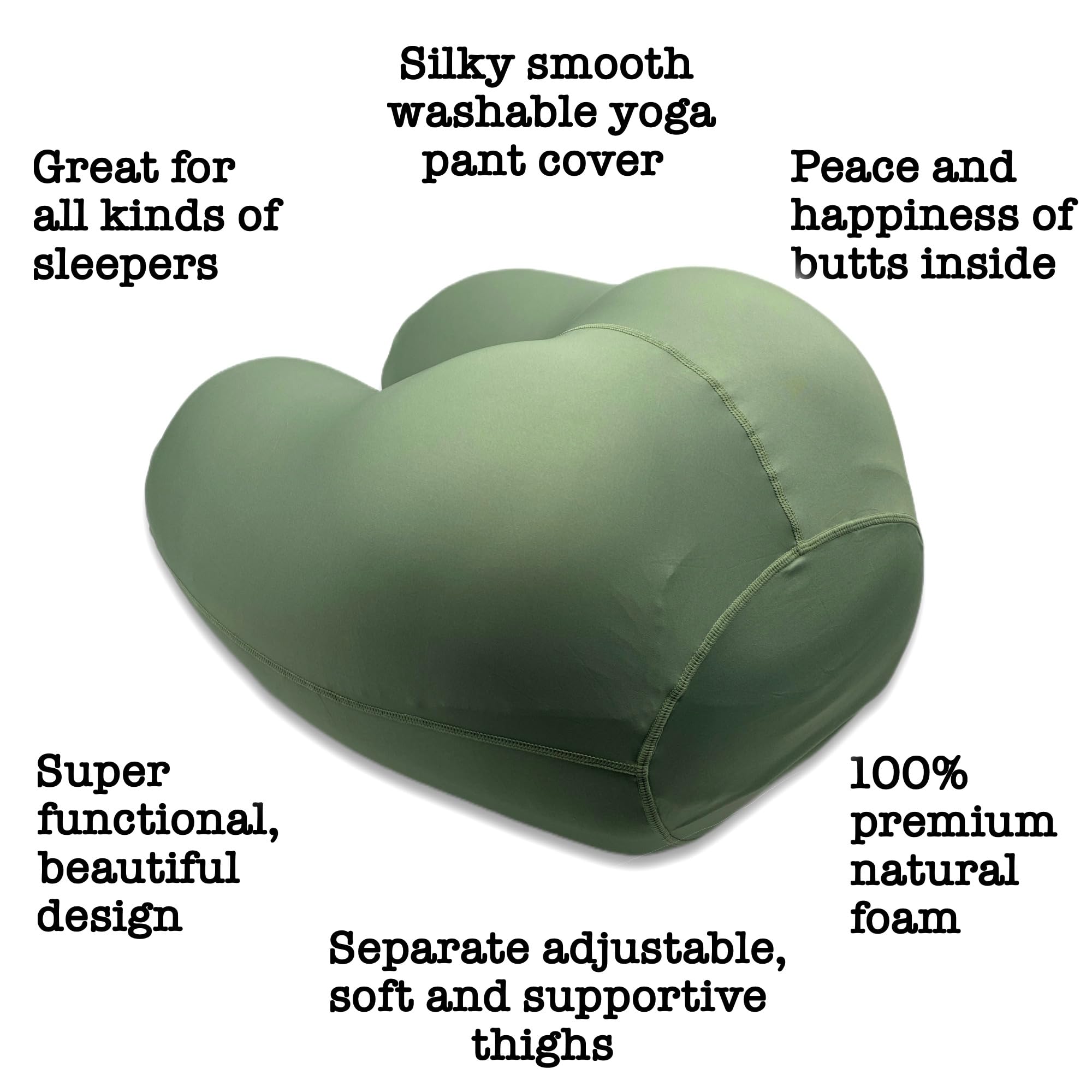 **Ergonomic Butt-Shaped Pillow for Back & Hip Support – Soft Natural Cotton Yoga Pant Cover – Stress & Anxiety Relief for Side, Back & Stomach Sleepers – Perfect for Yoga, Meditation & Relaxation**