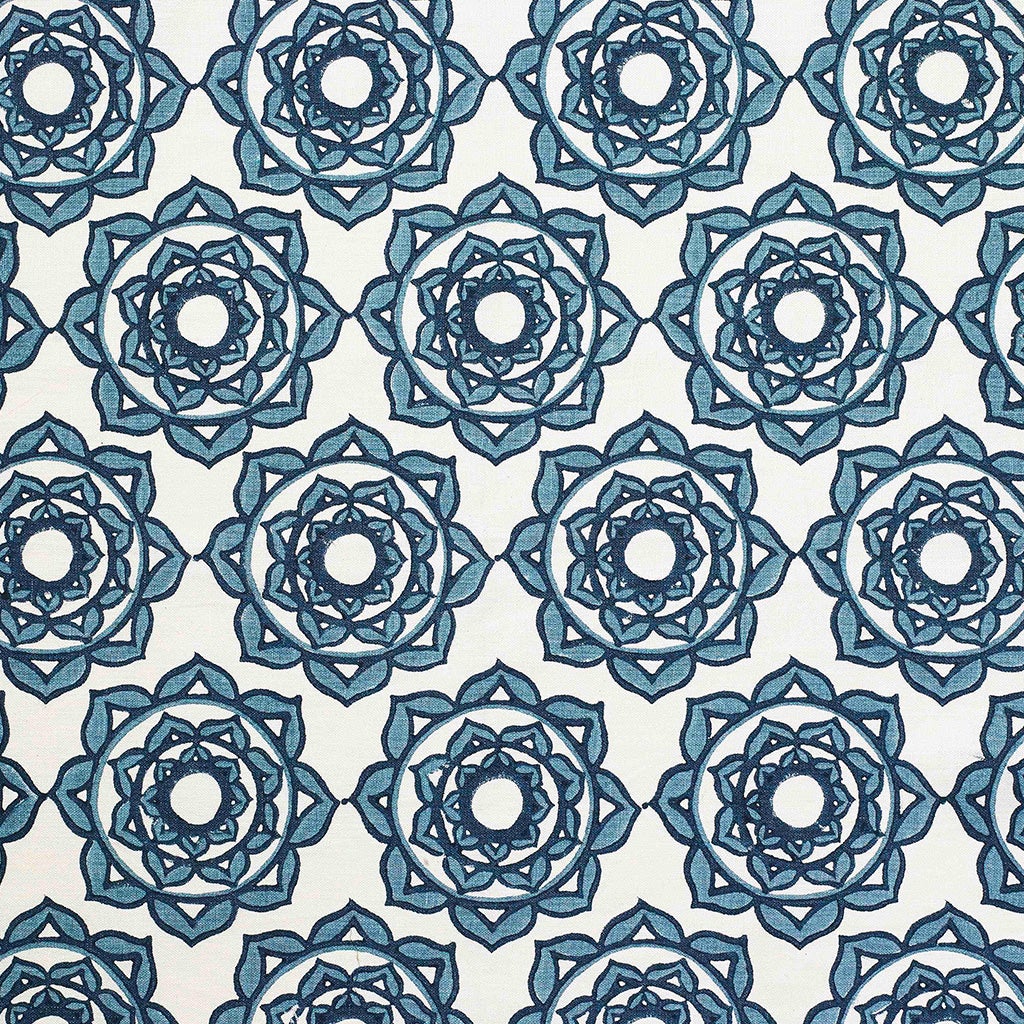 Blue Rose Block Printed Linen Cotton Fabric - Perfect for DIY Crafts, Quilting, and Home Decor Projects