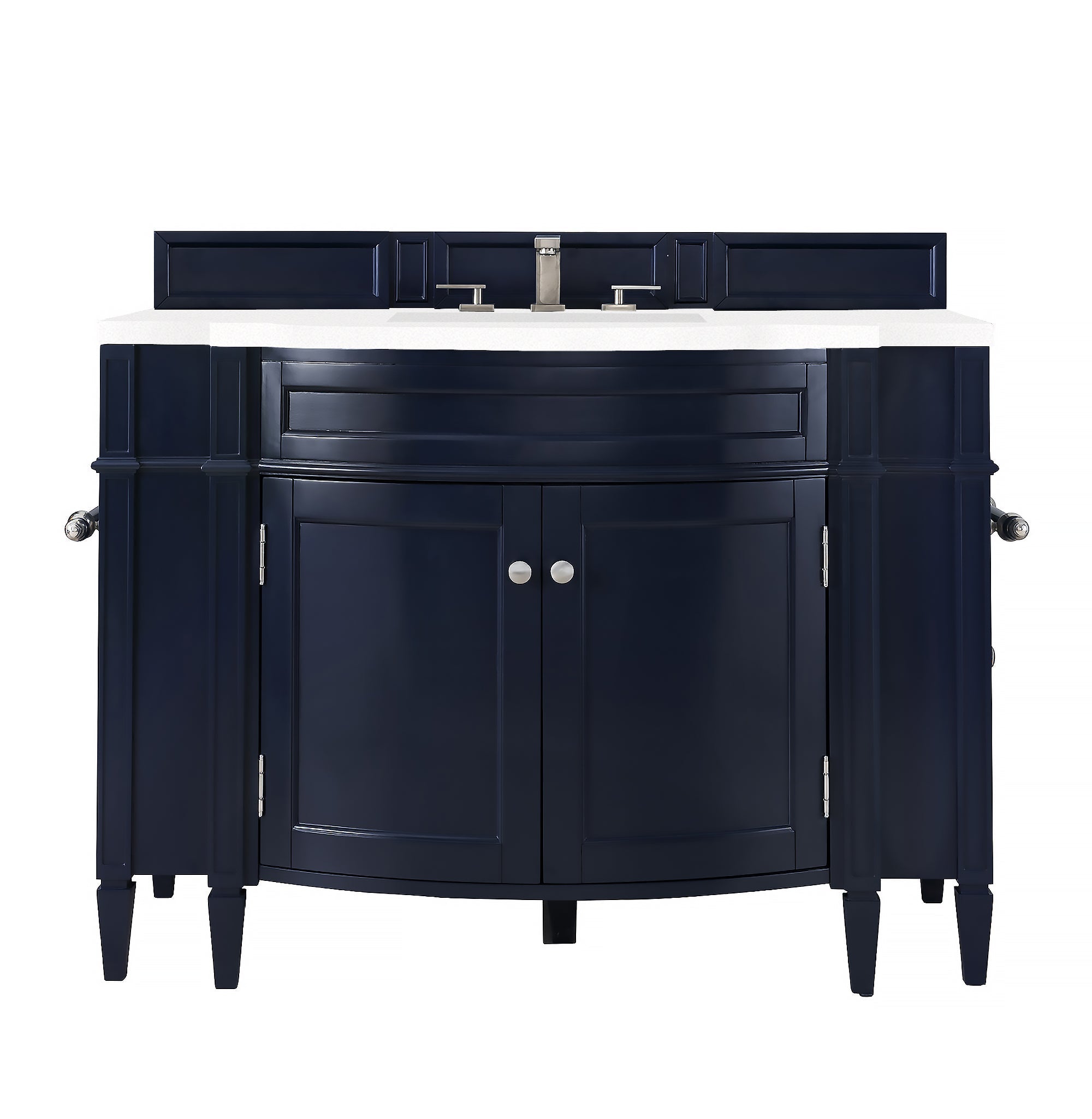 Brittany 46 Inch Single Bathroom Vanity Set with Victory Blue Cabinet & 3CM Classic White Quartz Countertop - Perfect for Modern Master Bathrooms & Guest Suites