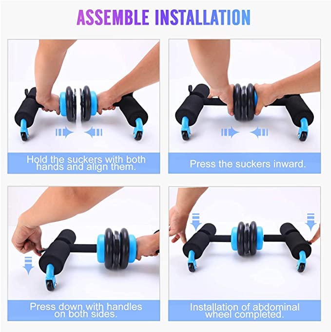 PIKFOS Ab Wheel Roller Kit with Knee Pad & Resistance Bands - Core Workout Equipment for Abs, Back & Arms - Home Gym Fitness Device for Men & Women - Perfect for Home Workouts, Strength Training & Full Body Exercises