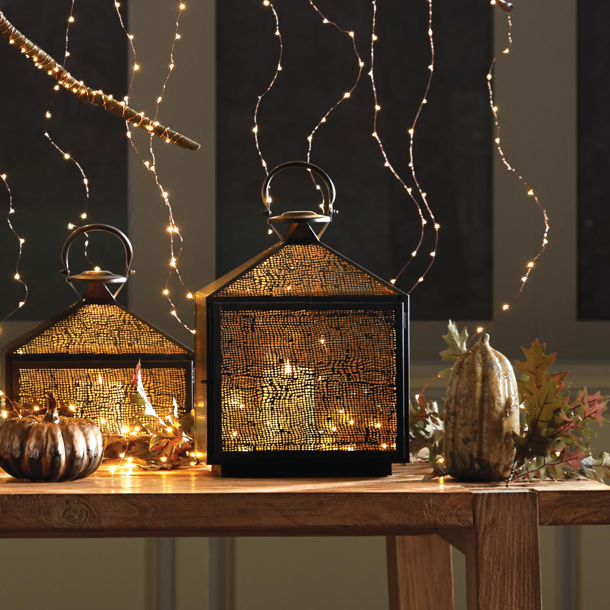 Napa Home & Garden Amhurst Lantern Medium Black and Gold - Outdoor/Indoor Decorative Lighting for Patio, Garden, Porch, and Entryway