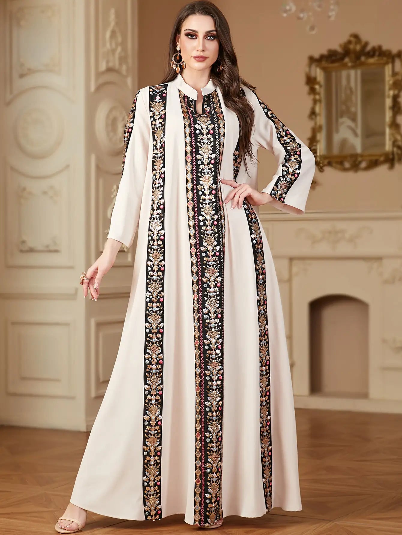 Elegant Eid Caftan Dress for Women - Embroidered Moroccan Kaftan & Jalabiya - Perfect for Eid Celebrations, Weddings & Special Occasions