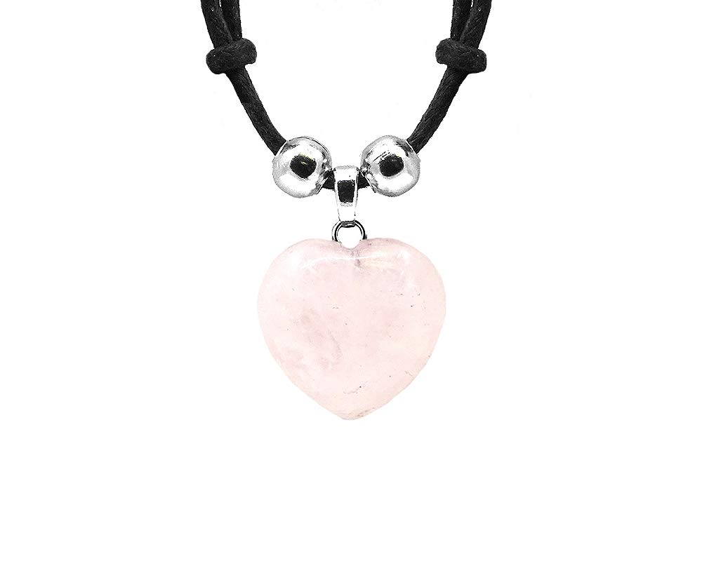 Heart Shaped Tumbled Healing Gemstone Crystal Pendant Adjustable Necklace - Women's Fashion Handmade Chakra Jewelry Boho Accessories for Meditation, Yoga & Spiritual Gifts