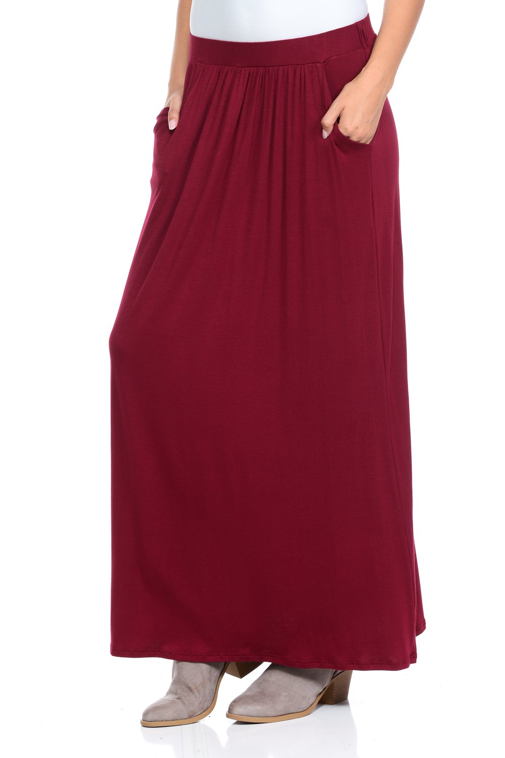 Vivienne Women's Pastel Maxi Skirt with Elastic Waistband & Pockets - Flowy Summer Skirt for Beach, Vacation & Casual Wear