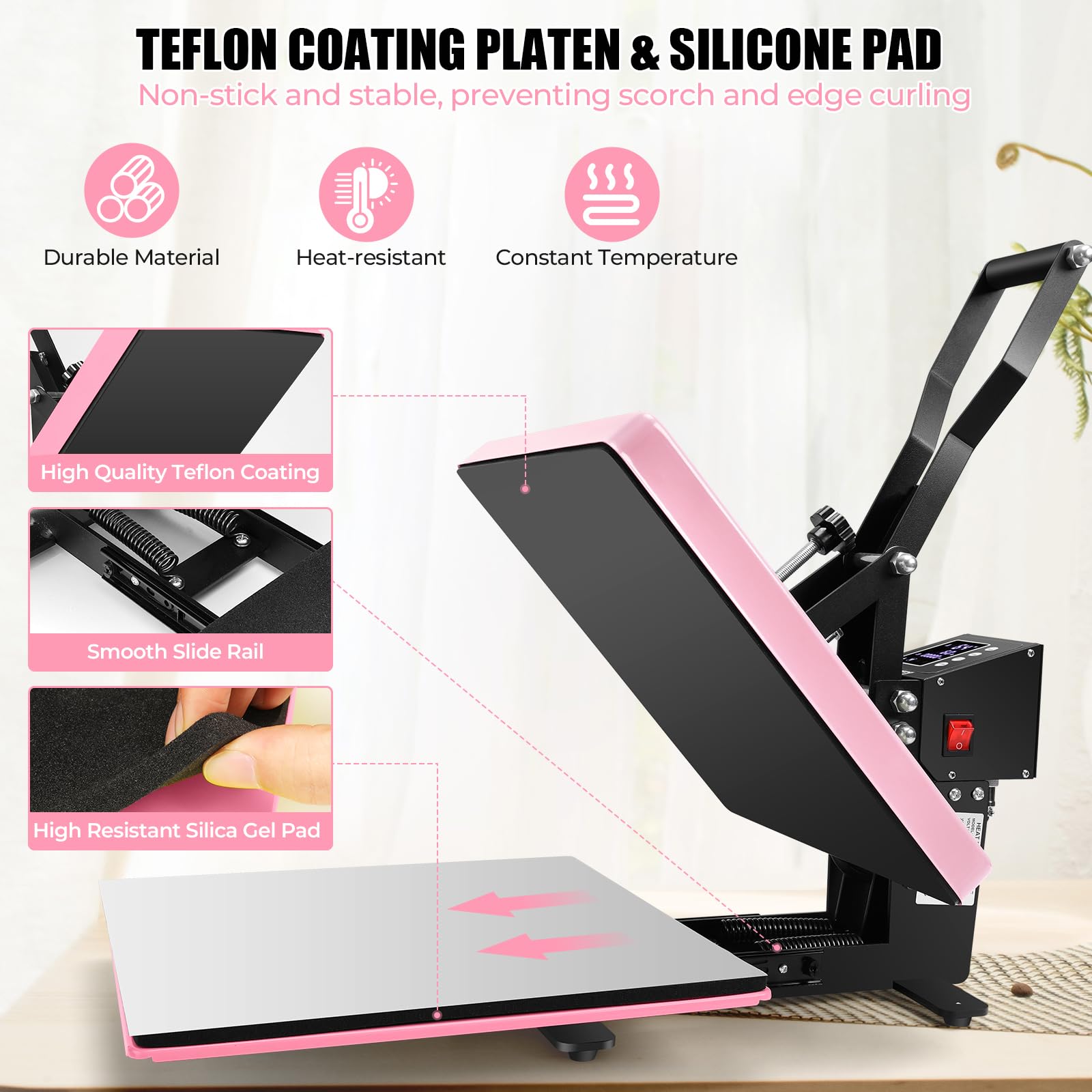 Whubefy 15x15 Heat Press Machine for T-Shirts - Digital Sublimation Printer with 3 Preset Modes, Dual-Tube Fast Heating & High Pressure - Perfect for DIY T-Shirts, Bags, Pillows, Puzzles & Home Decor Projects