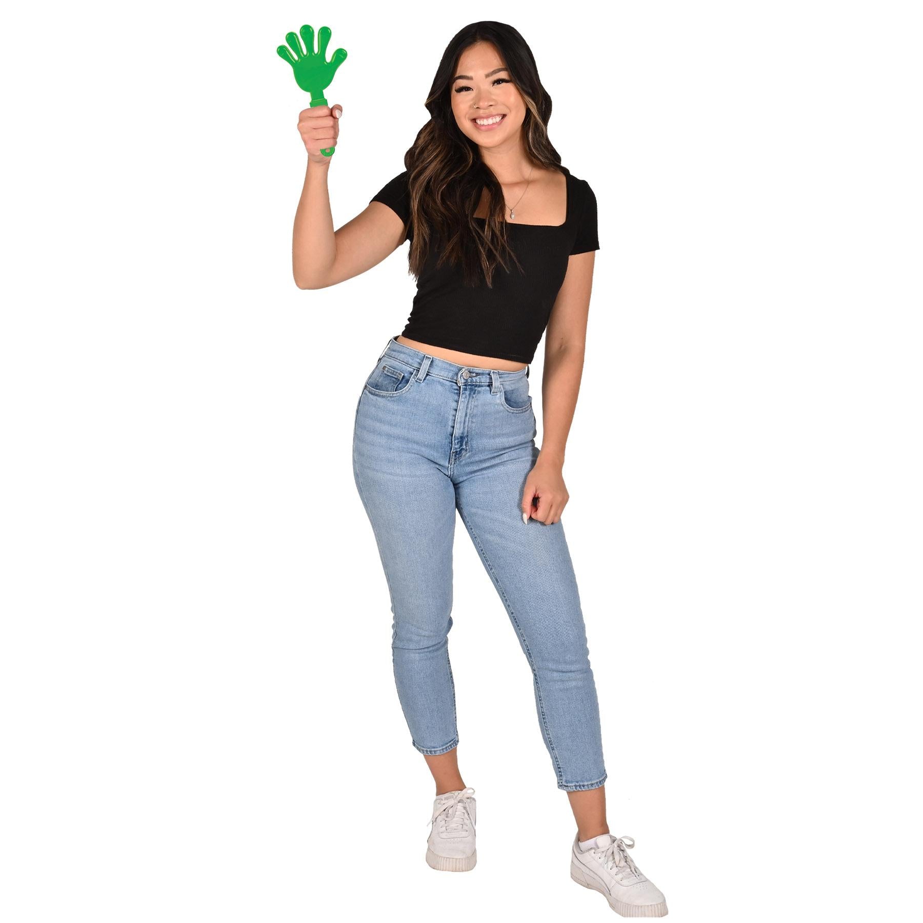 12 Pack Beistle Giant Hand Party Clappers - Green Noise Makers for Sports Events, Cheerleading, Birthday Parties & Celebrations
