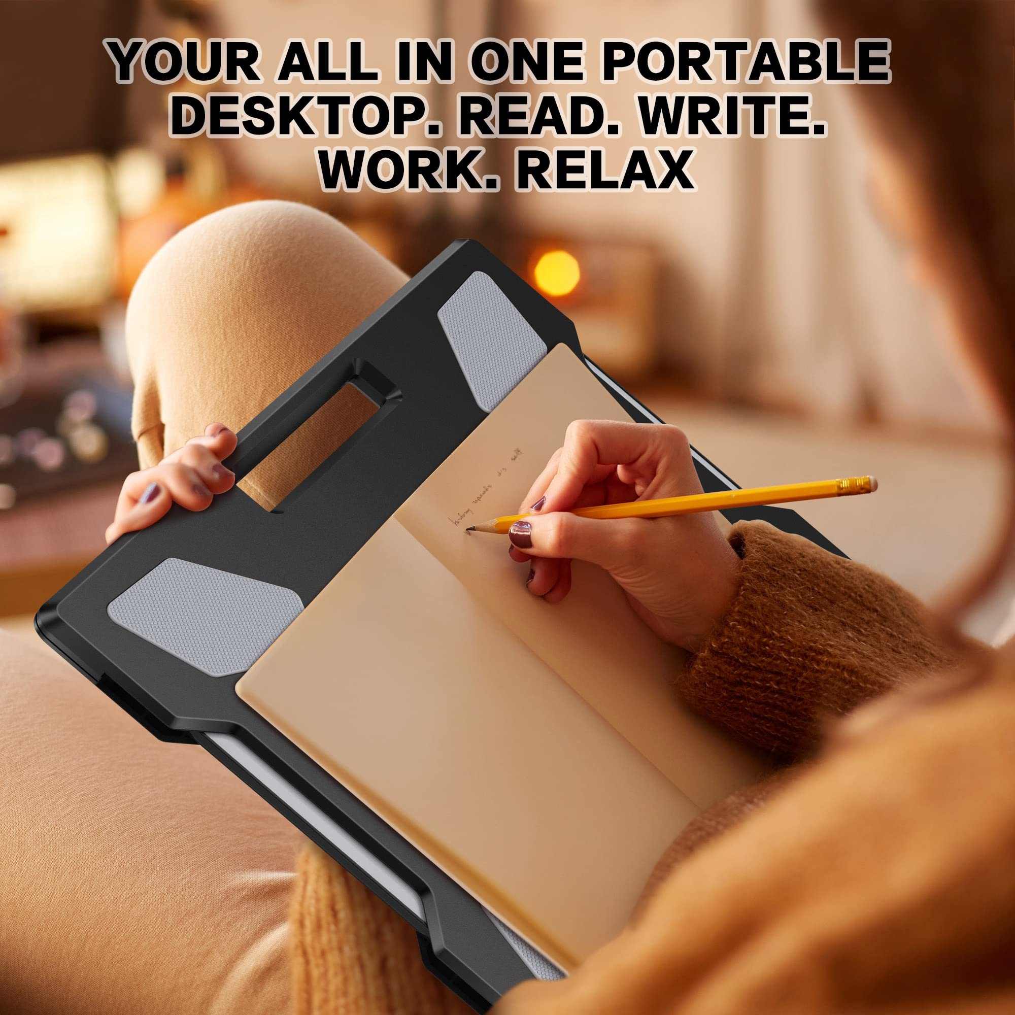 Ultra-Thick Lap Desk with Cushion & Portable Laptop Desk with Mouse Pad - Ergonomic Laptop Tray for Work, Study & Gaming (TH-4G + LD-6B) - Perfect for Home Office, Bed, Couch & Travel Use