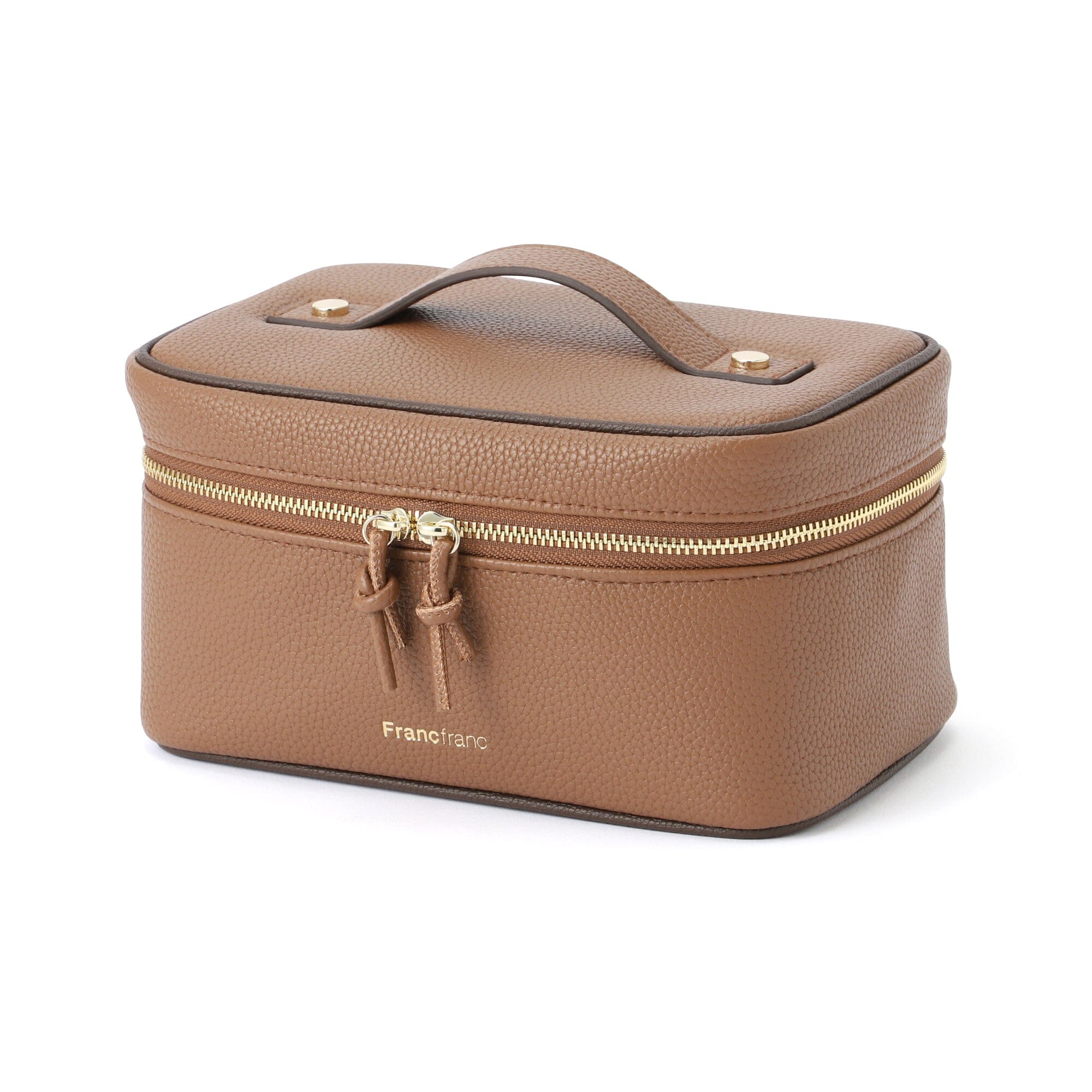 Bicolor Vanity Pouch for Women - Stylish Brown Makeup Bag with Dual Compartments | Perfect for Travel, Gym & Everyday Essentials Organization