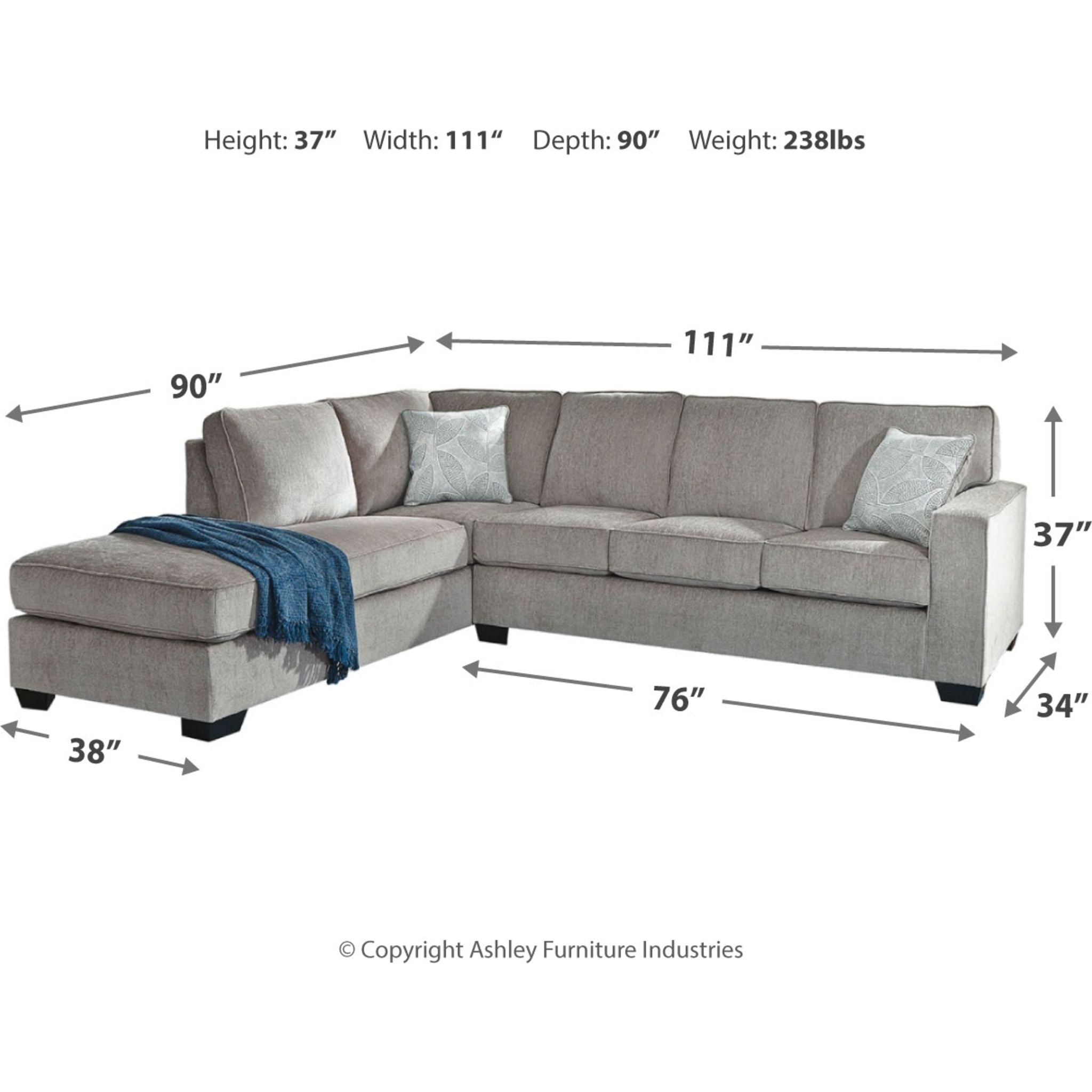 Altari 2-Piece Sectional Sofa with Chaise Lounge - Modern L-Shaped Living Room Furniture for Small Spaces & Apartments