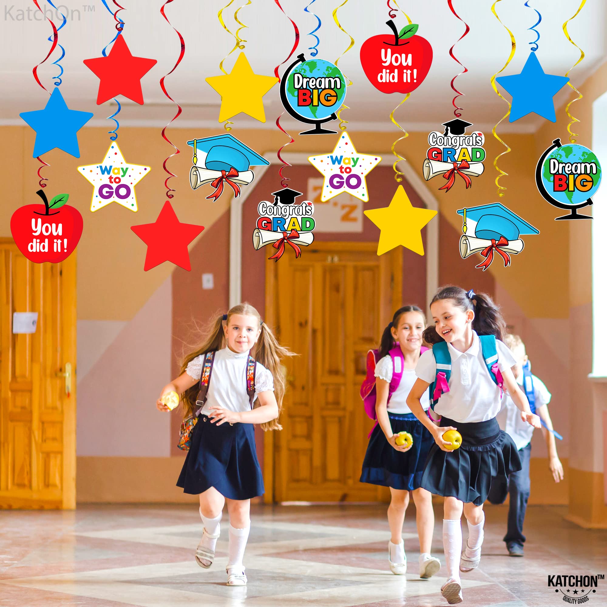 Katchon 46-Pack Kindergarten Graduation Hanging Swirl Decorations - Class of 2025 | No DIY Teacher & Preschool Graduation Party Supplies | Perfect for Classroom Decor, Graduation Ceremonies & Photo Backdrops