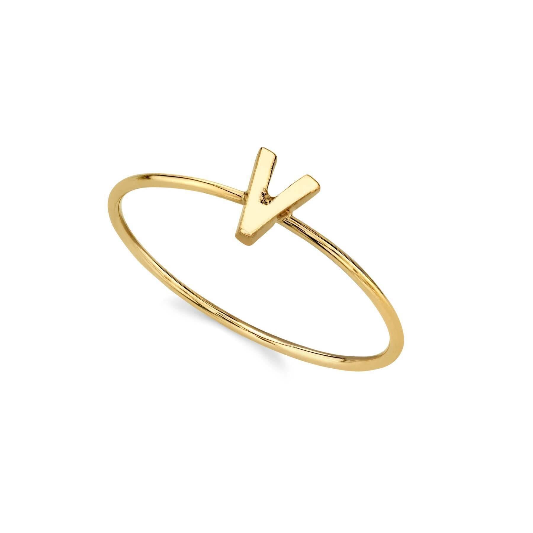 1928 Gold Initial Ring for Women - Personalized Monogram Letter Ring Size 7 - Elegant Dainty Jewelry Gift for Her - Perfect for Birthdays, Anniversaries & Special Occasions