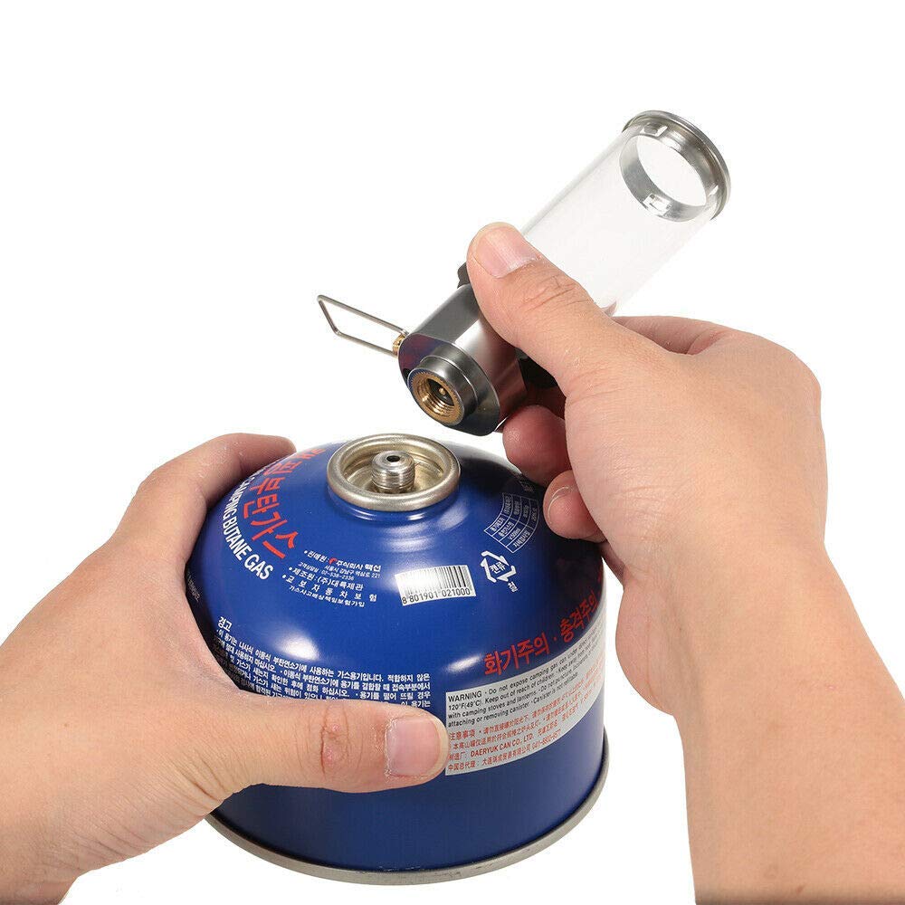 Portable Outdoor Butane Gas Lantern - Rechargeable Camping Light for Tent, Picnic, Hiking & Emergency Use - Durable Glass Mantle Candle Lamp with Windproof Design