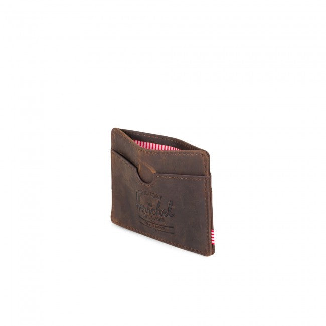 Herschel Beaded Collection Charlie Wallet - Brown Nubuck Leather Crossbody Wallet for Men & Women | Perfect for Travel, Shopping, and Everyday Use