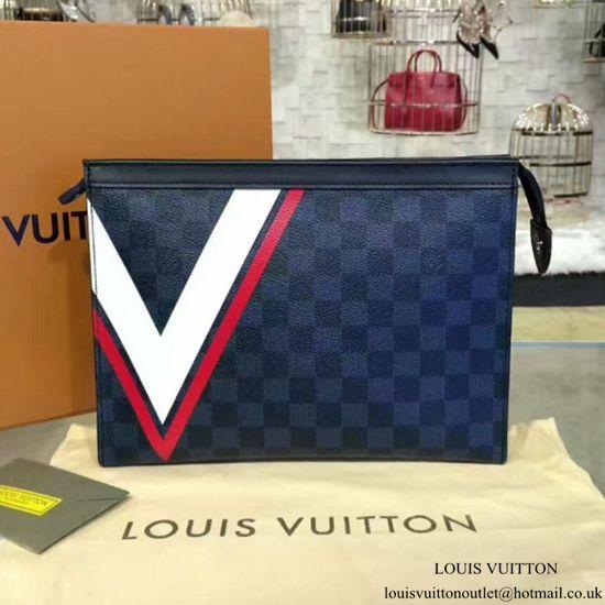 LV Pochette Voyage MM Damier Cobalt Canvas Crossbody Bag - Luxury Designer Handbag for Women, Perfect for Travel, Work & Evening Out
