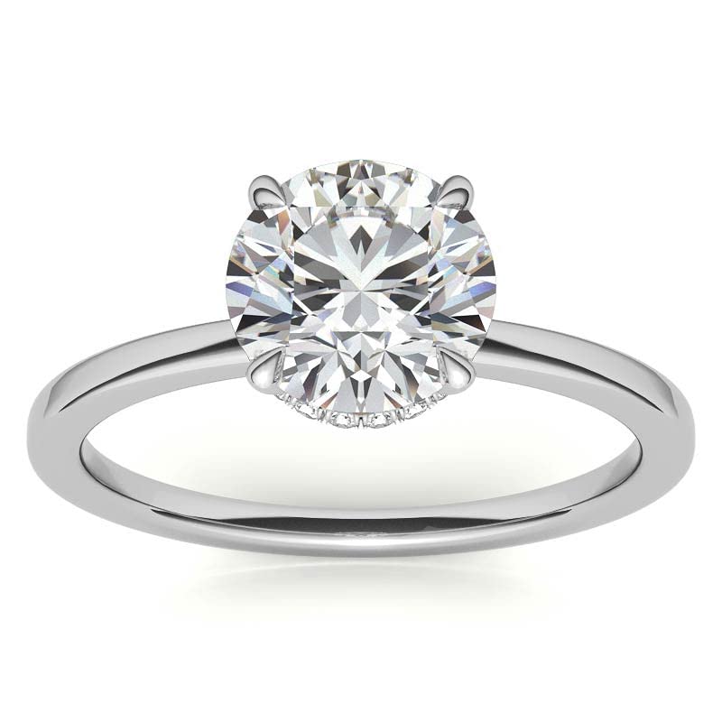 Solid Gold Moissanite Engagement Ring - 925 Silver, 10K/14K/18K Gold Options - 2 Carat Round Cut Solitaire with Hidden Halo - Handmade Wedding Band for Women - Anniversary & Proposal Gift - Perfect for Bridal Jewelry, Valentine's Day & Special Occasions