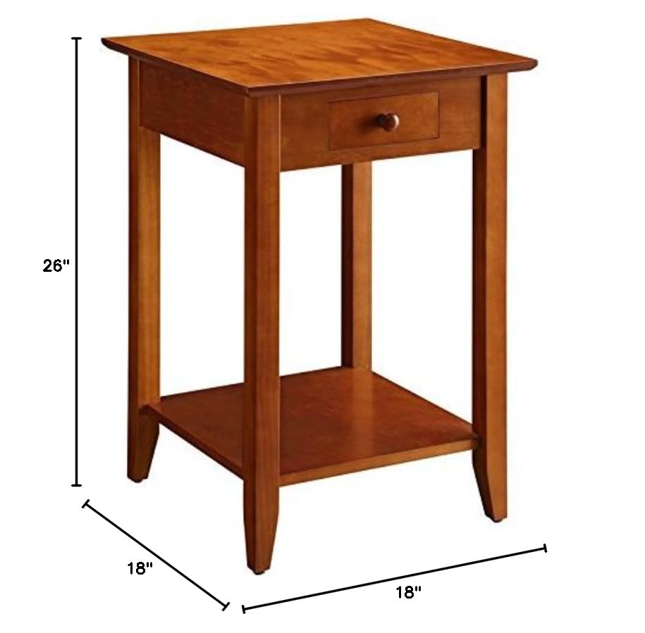Pemberly Row Traditional Cherry Wood End Table with Drawer - Perfect for Living Room, Bedroom & Home Decor