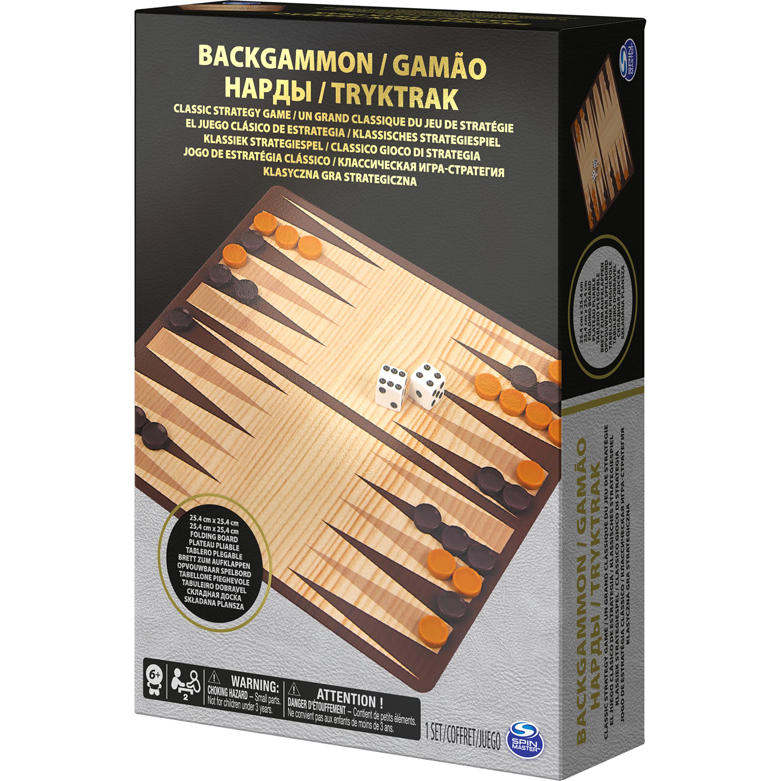 Cardinal Games 6033309 Classic Backgammon Set - Wooden Board Game for Adults & Kids Ages 8+ | Perfect for Family Game Nights, Travel & Strategy Fun