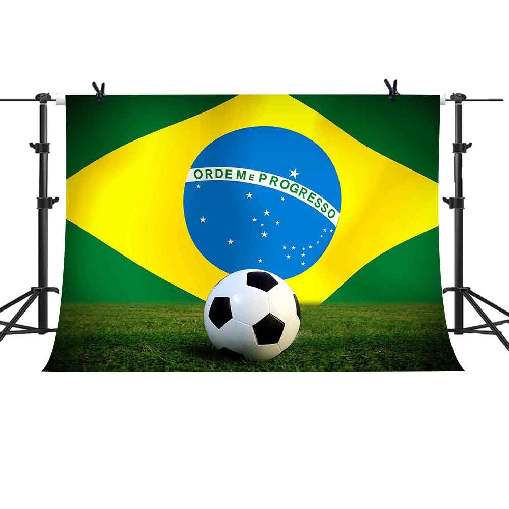 MTMETY 10x7Ft Brazil Flag Green Field Soccer Stadium Backdrop - Premium Photography & Video Studio Background for Sports Events, Themed Parties, and Content Creation