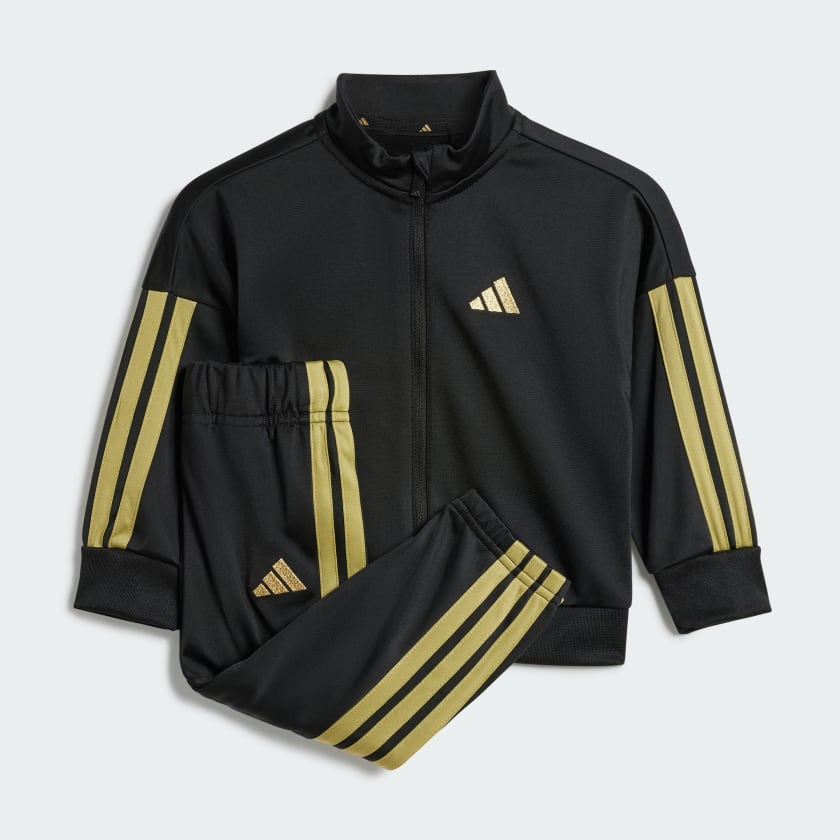 Adidas Kids 3-Stripes Climacool Black & Gold Tracksuit Set - Breathable Athletic Outfit for Running, Sports & Casual Wear