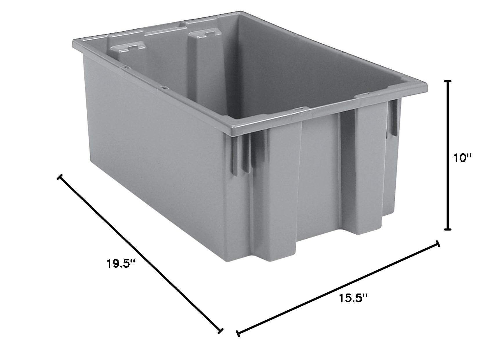 Akro-Mils 35190 Stackable Plastic Storage Bins - 6-Pack Gray Nesting Containers (19.5