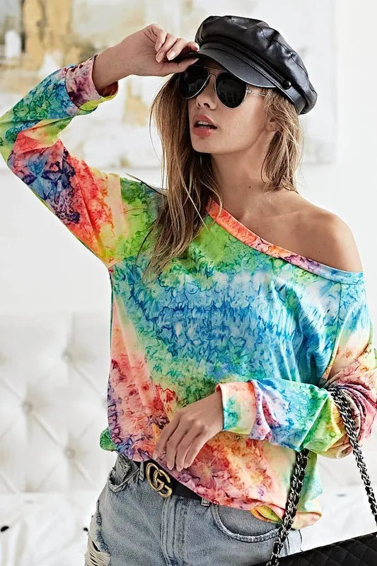 BiBi Tie Dye Soft Knit Jersey T-Shirt for Women | Comfortable Casual Tee | Perfect for Summer Outfits, Beach Days & Weekend Wear