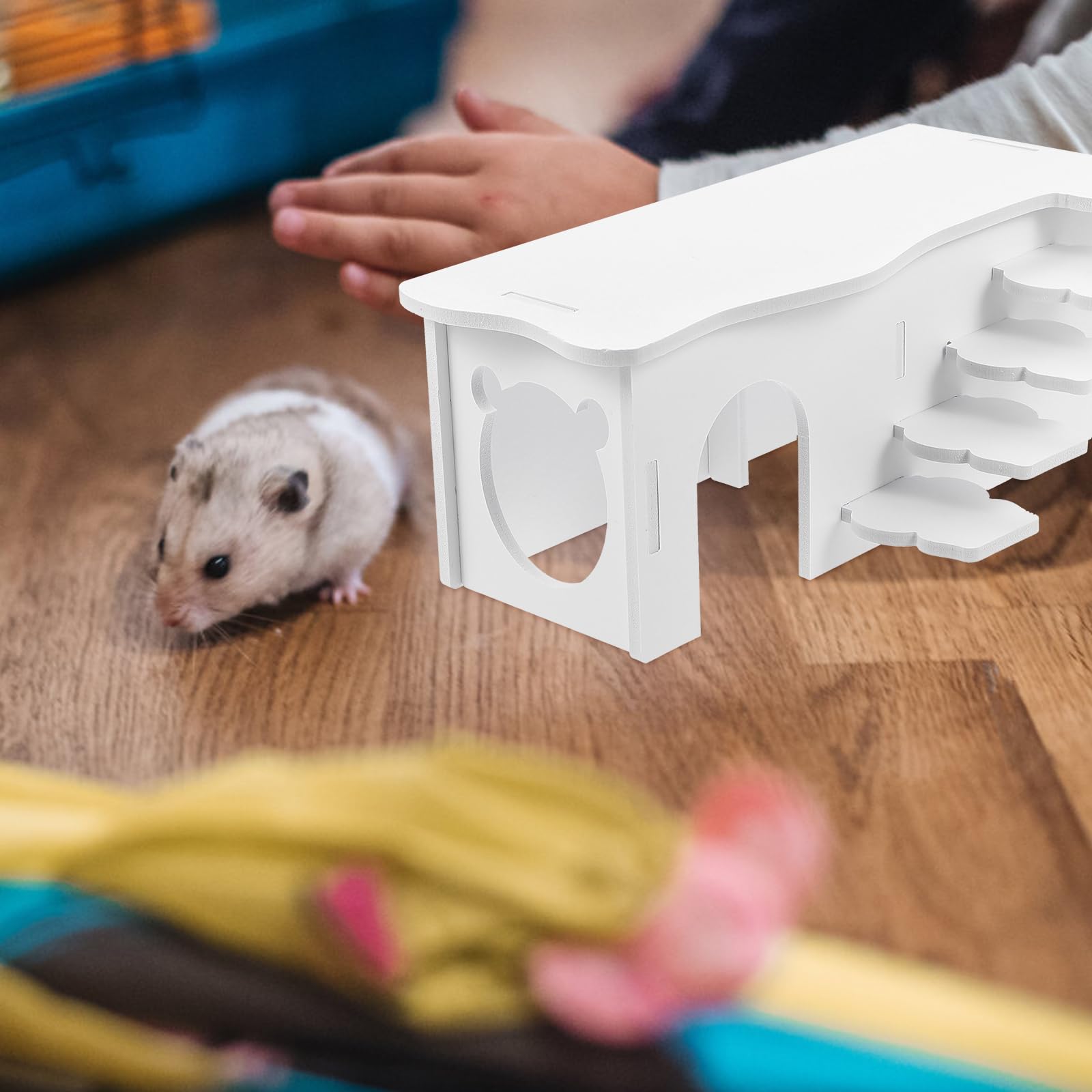 POPETPOP Plastic Hamster Hideout - Small Animal Ladder House for Guinea Pigs, Rats & Birds - Cozy Resting & Play House for Pets | Perfect for Cage Accessories & Small Animal Enrichment