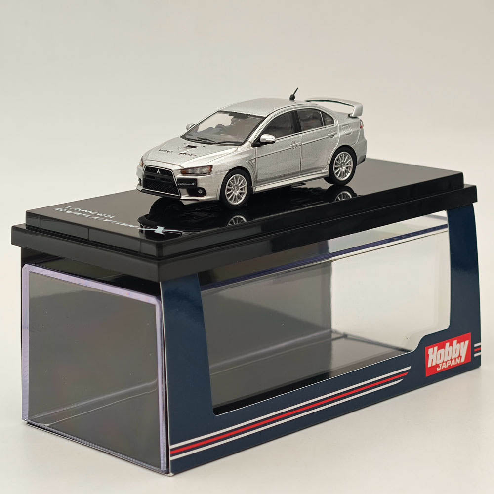 1/64 Mitsubishi Lancer Evolution X Diecast Model Car - Cool Silver Metallic | Hobby Japan HJ641053AS | Collectible Toy Car for Display & Racing Enthusiasts