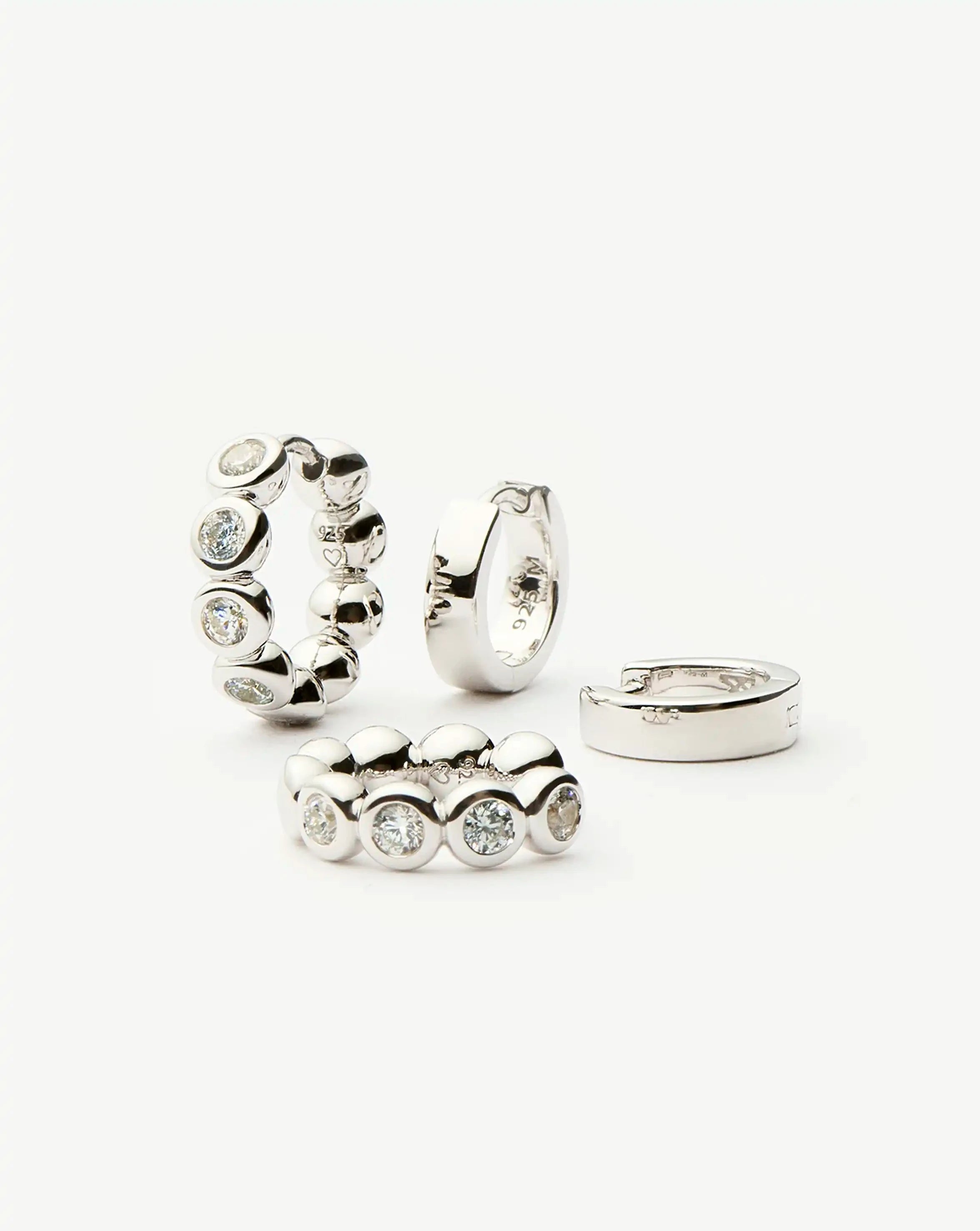 Sterling Silver Tennis & Chubby Hoop Earrings Set for Women - Elegant Everyday Jewelry for Work, Party & Special Occasions