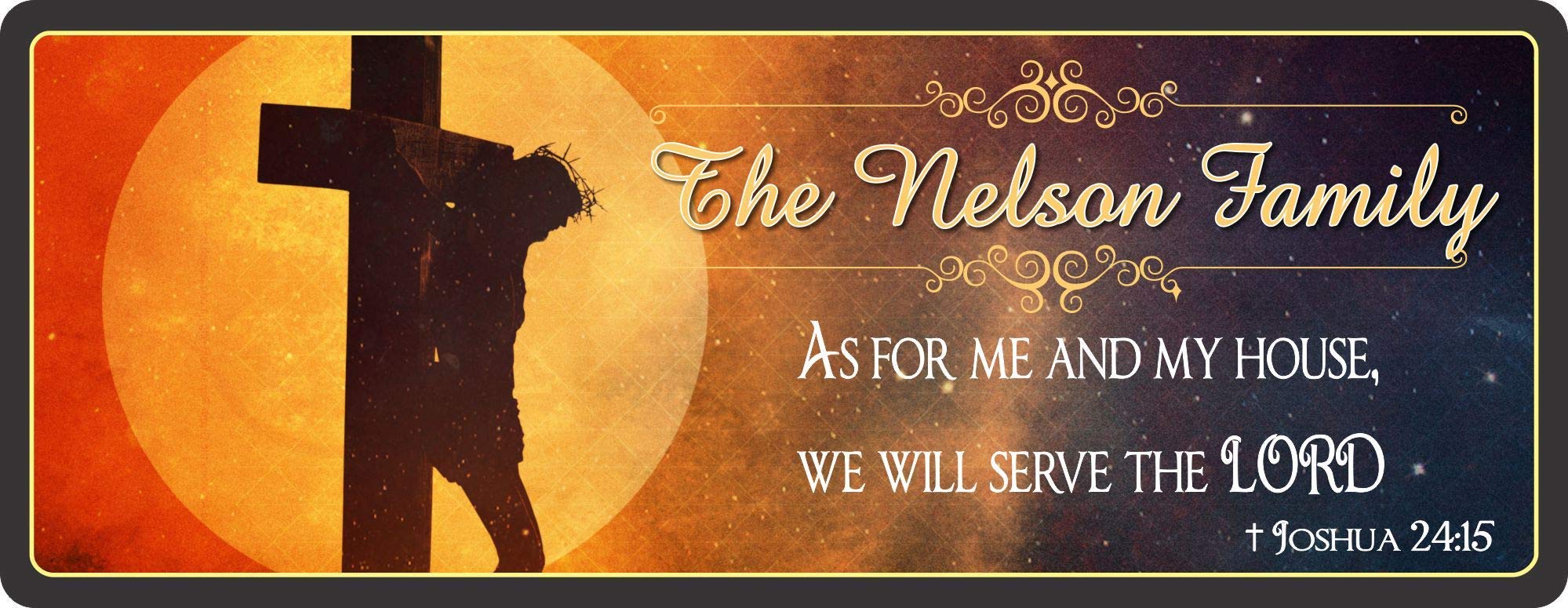Personalized Joshua 24.15 Christian Wall Sign - Bible Quote Decor for Home & Church