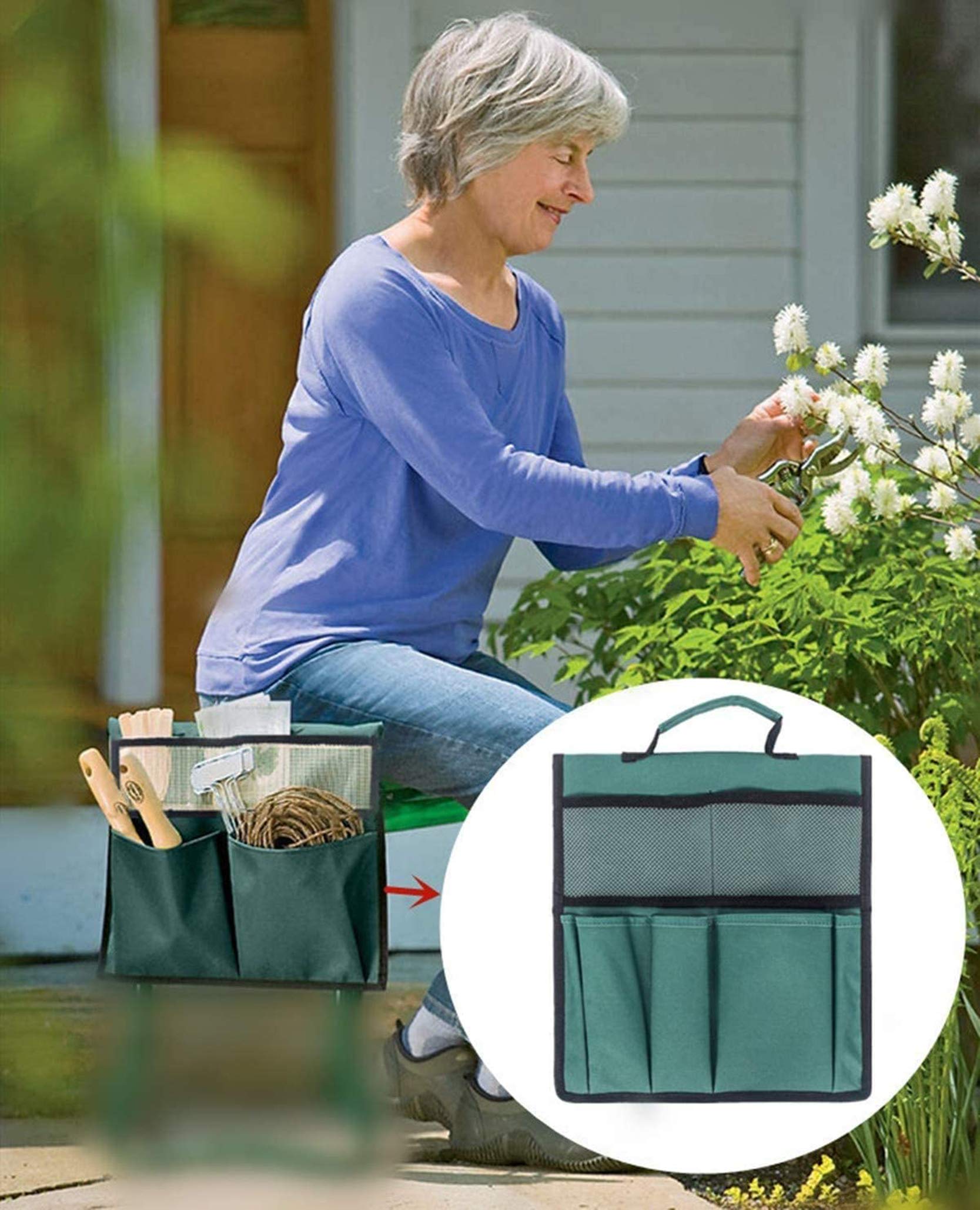 Garden Kneeler Seat with Storage Bag - Heavy Duty Oxford Cloth Kneeling Stool with Handle - Perfect for Gardening, Weeding, Planting & Outdoor Yard Work