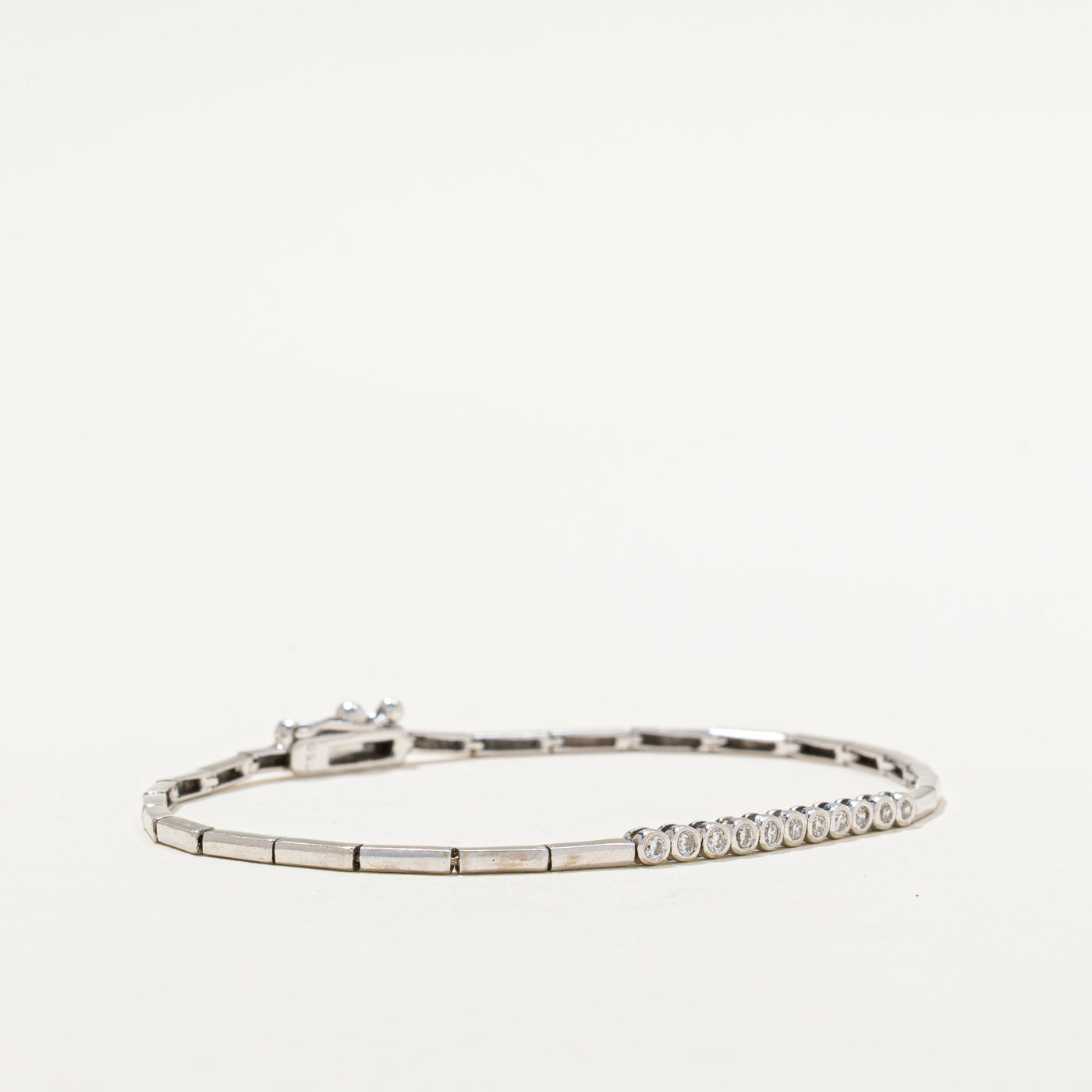 Bezel Set Diamond Bracelet for Women | 0.22 Carat Total Weight | 7.5 Inch Adjustable Bangle | Elegant Jewelry Gift for Anniversary, Birthday & Special Occasions
