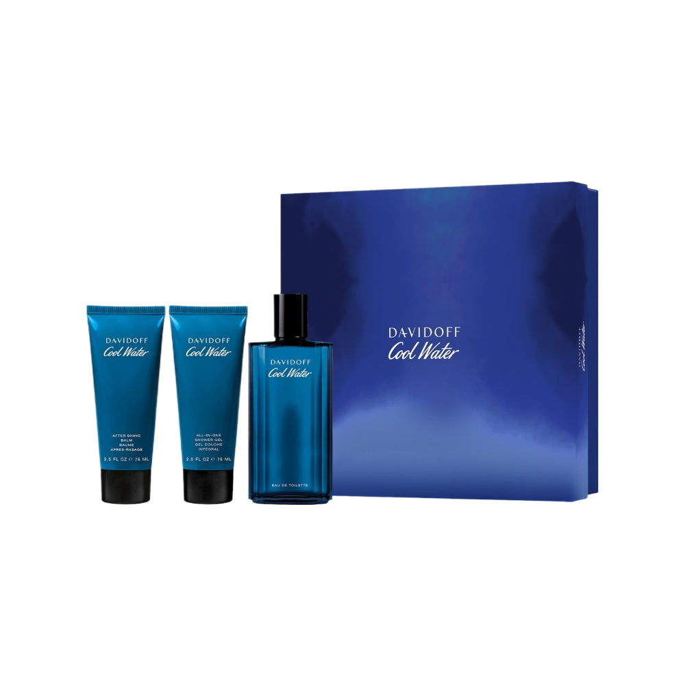 Coolwater by Davidoff 3 Piece Eau De Toilette Gift Set for Men, 125ml (4.2oz) - Fresh Aquatic Cologne for Day & Night Wear, Office & Date Night Fragrance