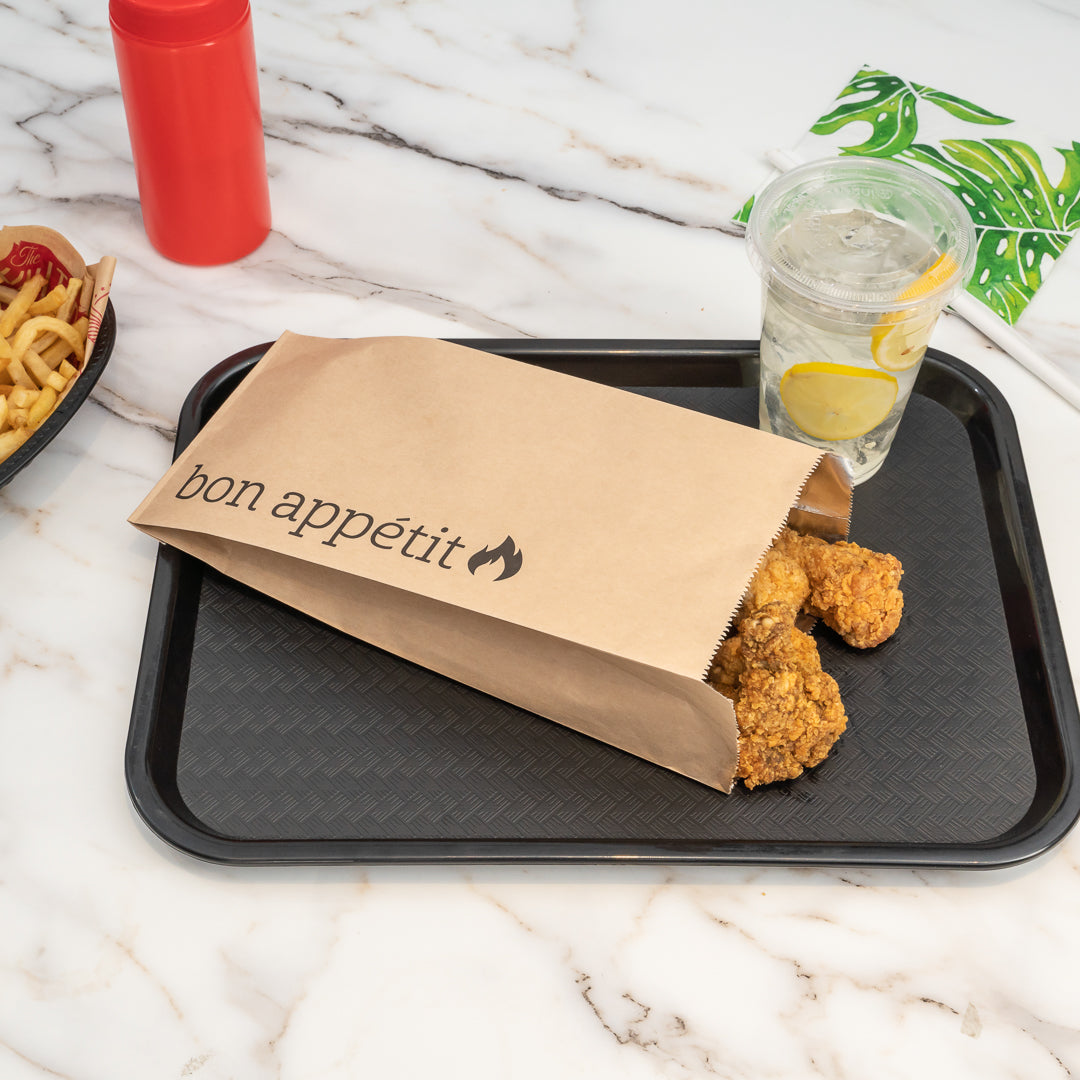 Eco-Friendly Kraft Paper Foil Bags with Bon Appetit Print - 1/2 Gallon Size (6.5