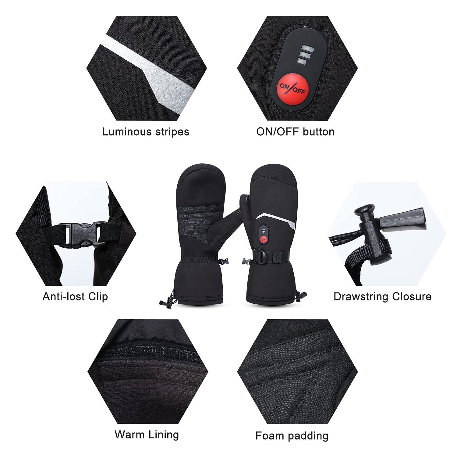 Day Wolf Heated Gloves for Men & Women - 7.4V 2200mAh Rechargeable Battery, Waterproof Winter Gloves for Skiing, Snowboarding, Camping, Hiking & Motorcycle Riding - Warm Electric Mittens for Cold Weather Outdoor Activities