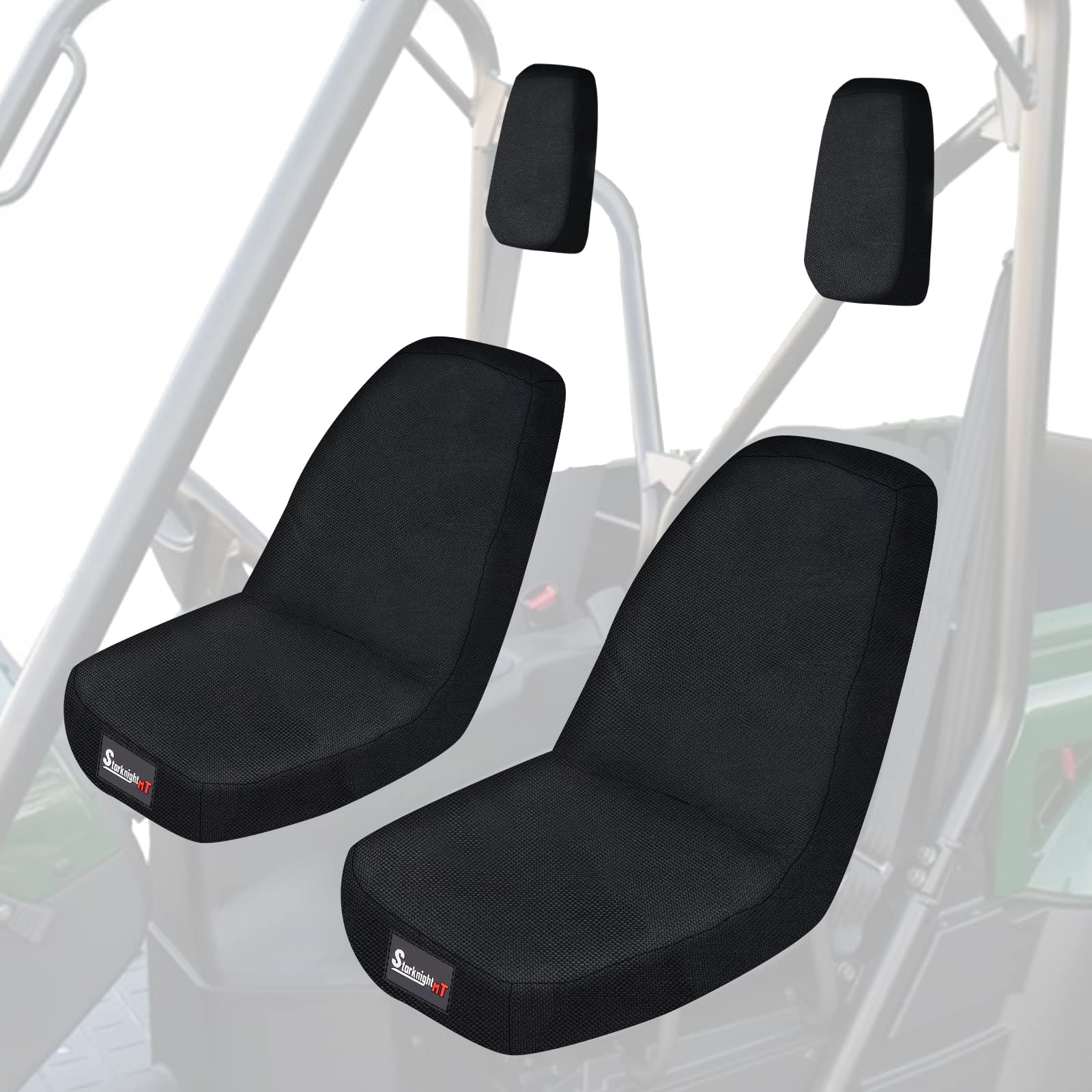 StarknightMT UTV Waterproof Rhino Seat Covers - Heavy Duty 1680D Fabric Black - Compatible with Yamaha Rhino 700/660/450 Models (2004-2021) - Perfect for Off-Roading, Hunting & Outdoor Adventures