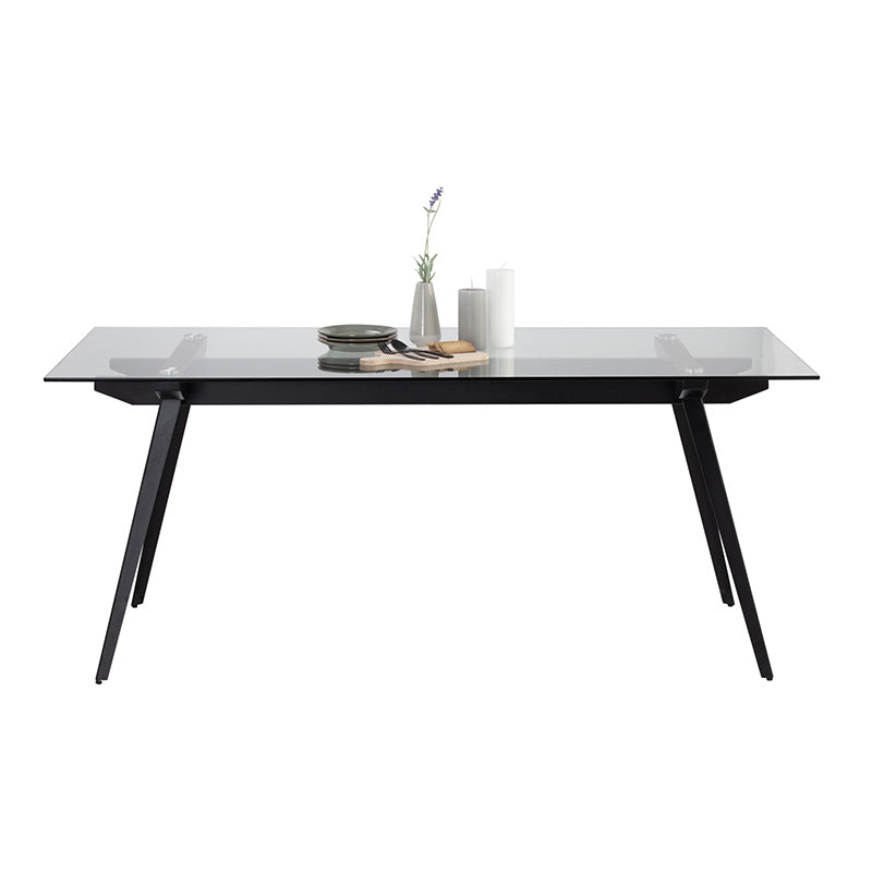 ARCHIE 180cm Glass Dining Table - Modern Tempered Glass Top with Sturdy Metal Frame for Dining Room, Kitchen, or Office Space