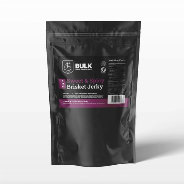 Premium Bulk Brisket Jerky - Sweet & Spicy Flavor - 5 Pound Pack - Perfect for Camping, Hiking & Road Trips