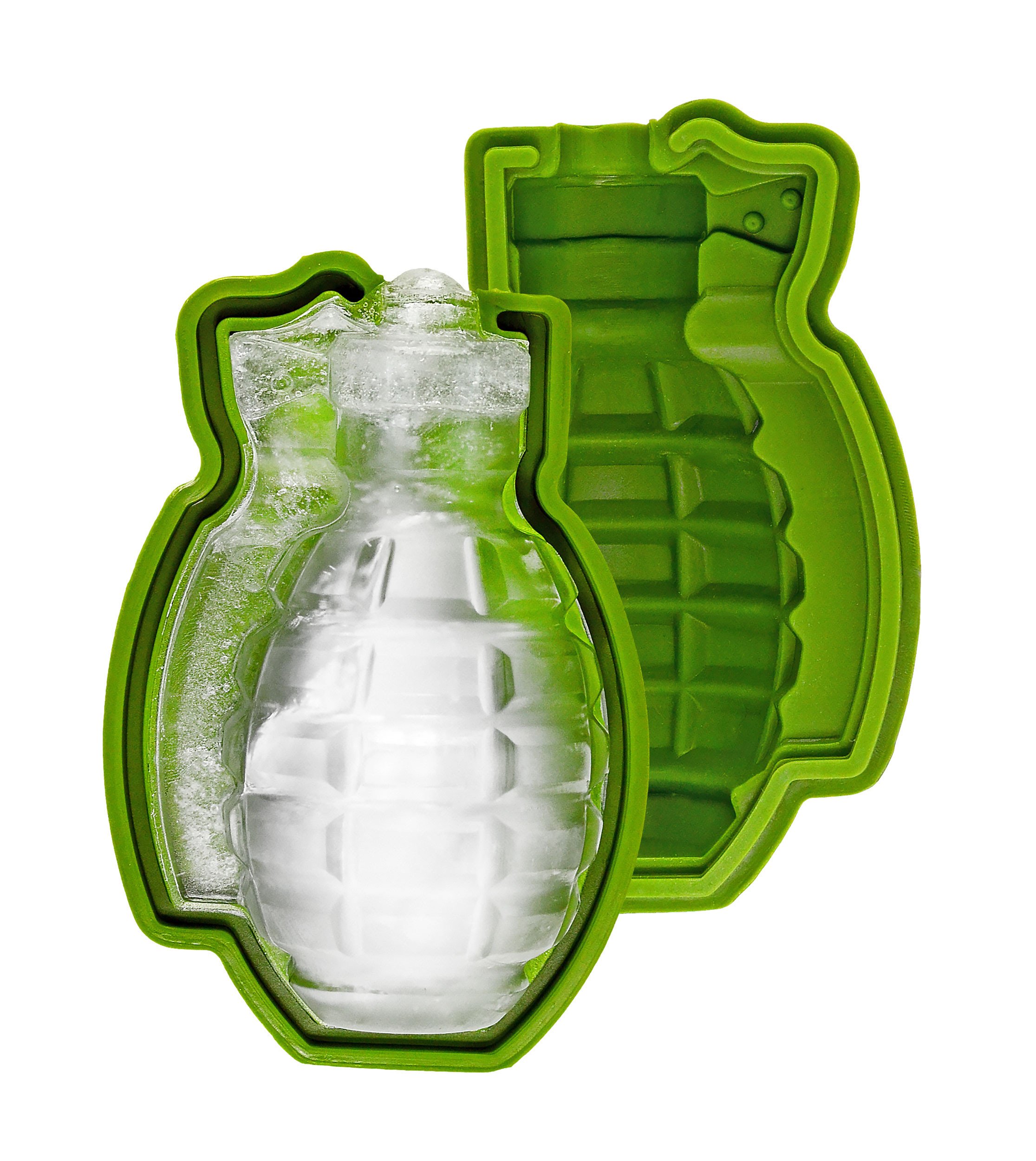 Fairly Odd Novelties Green Grenade Shaped 3D Ice Cube Mold - Military Style Fun Bomb Ice Maker for Cocktails & Parties - Unique Novelty Gift for Men & Military Enthusiasts