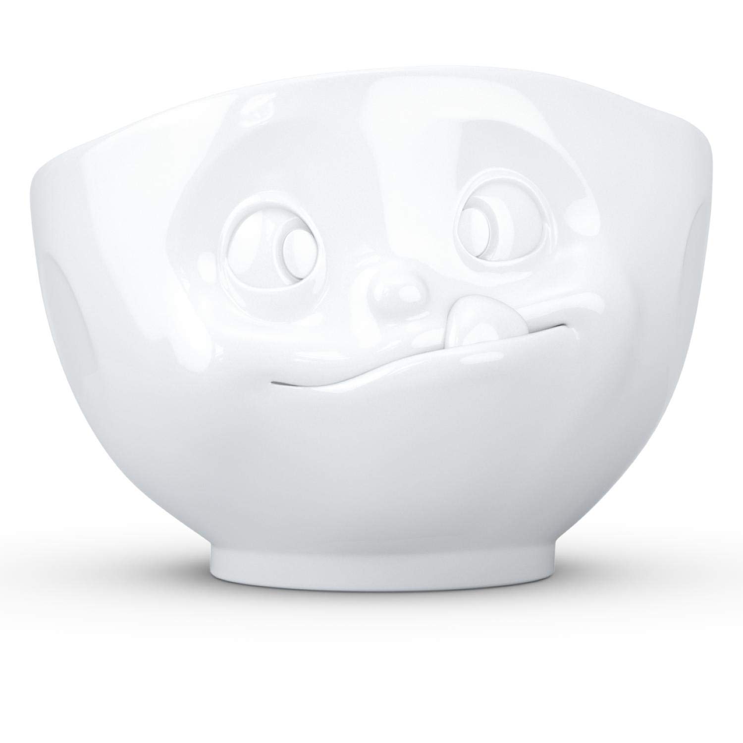 FIFTYEIGHT PRODUCTS Porcelain Cereal Bowl - 16 oz White Soup Bowl with Tasty Face Design - Durable Single Serving Dish for Breakfast, Soup, Salad & Dessert - Perfect for Home, Restaurant & Gifts