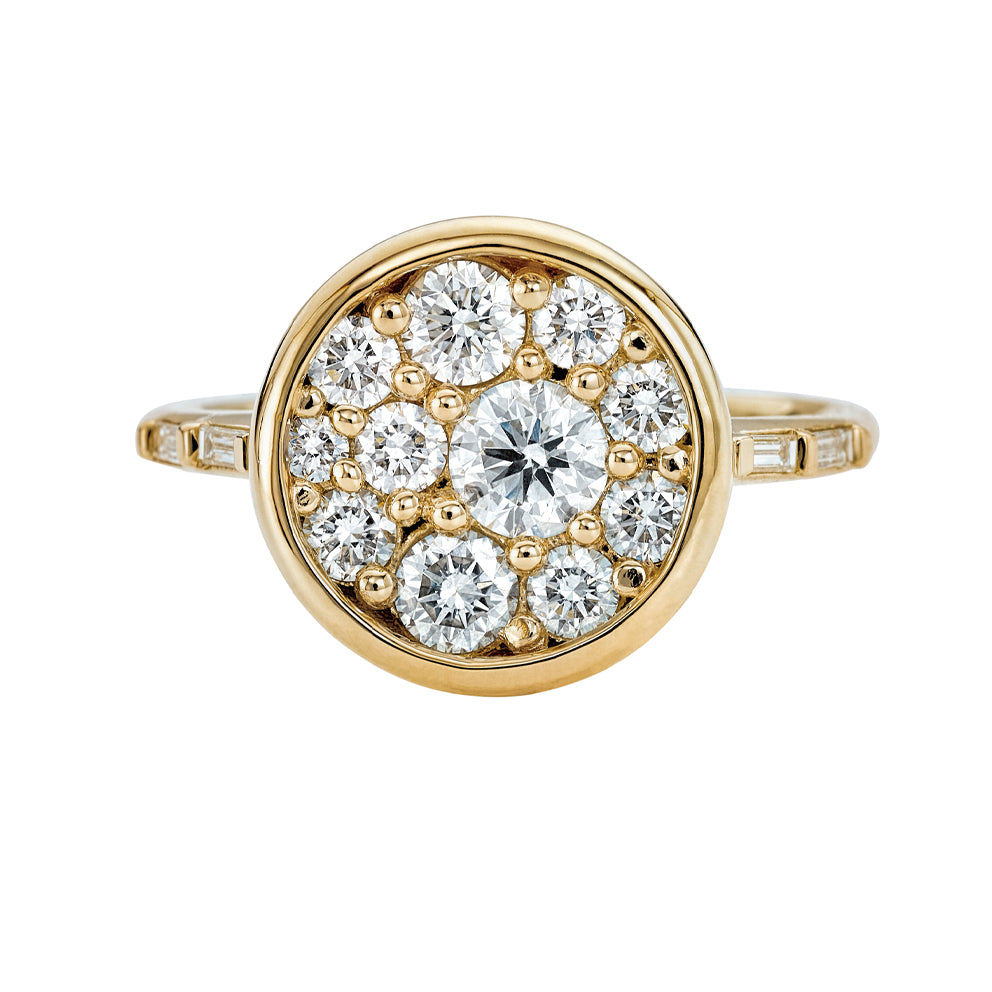 Exquisite Diamond Cluster Engagement Ring with Framed Brilliant Cut Diamonds | 14K White Gold Wedding Band | Perfect for Proposals, Anniversaries & Romantic Occasions