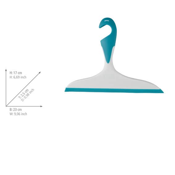 WENKO 20177100 Light Blue Plastic Bathroom Squeegee for Shower Glass & Tile Cleaning - Perfect for Bathroom, Kitchen, and Window Cleaning - Easy Water Removal Tool for Streak-Free Surfaces