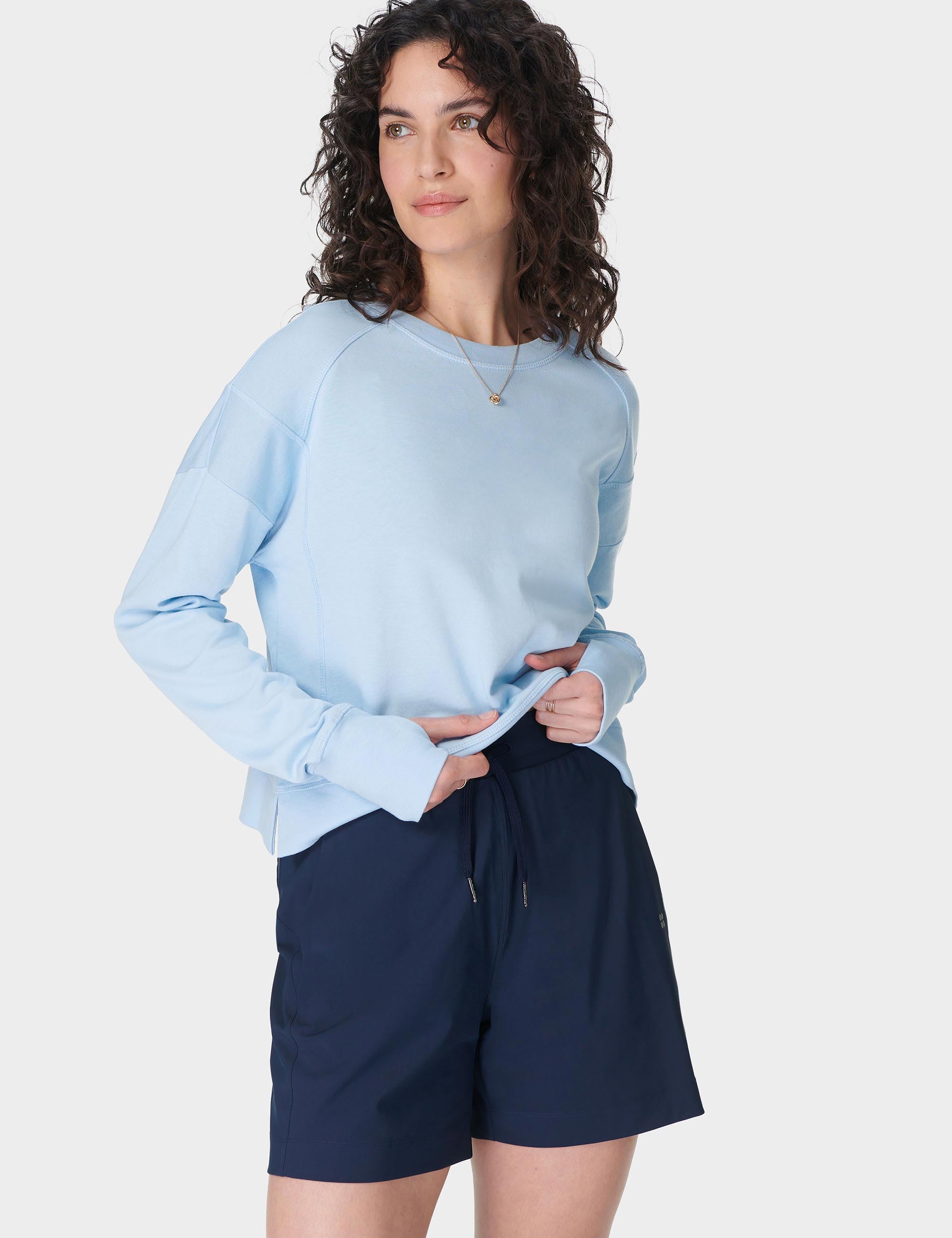 After Class Crop Sweatshirt for Women - Soft Casual Pullover Hoodie in Breeze Blue | Perfect for School, Gym, and Streetwear Fashion