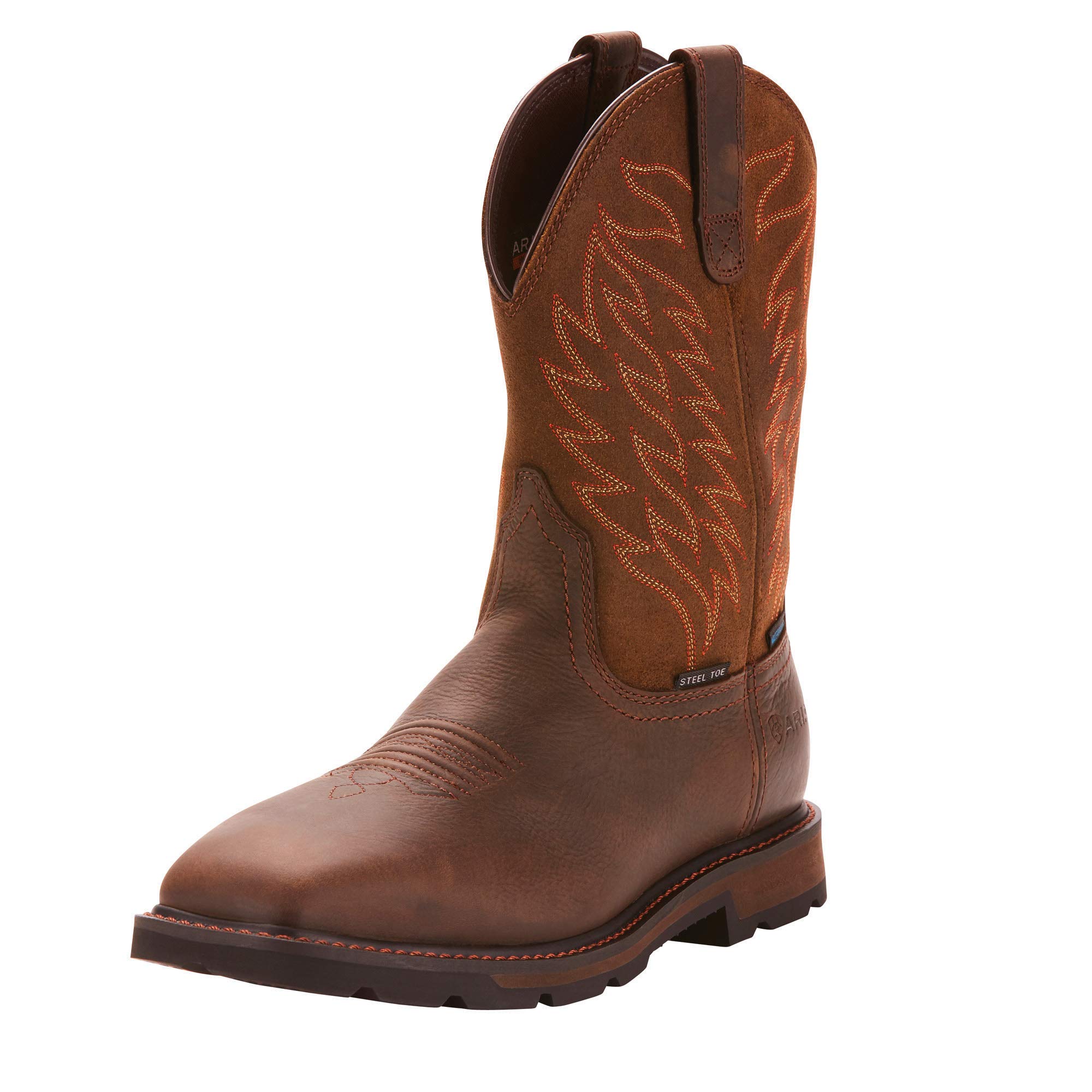 Ariat Men’s Groundbreaker Wide Square Toe Waterproof Steel Toe Work Boots – Durable Safety Footwear for Construction, Farming & Outdoor Work