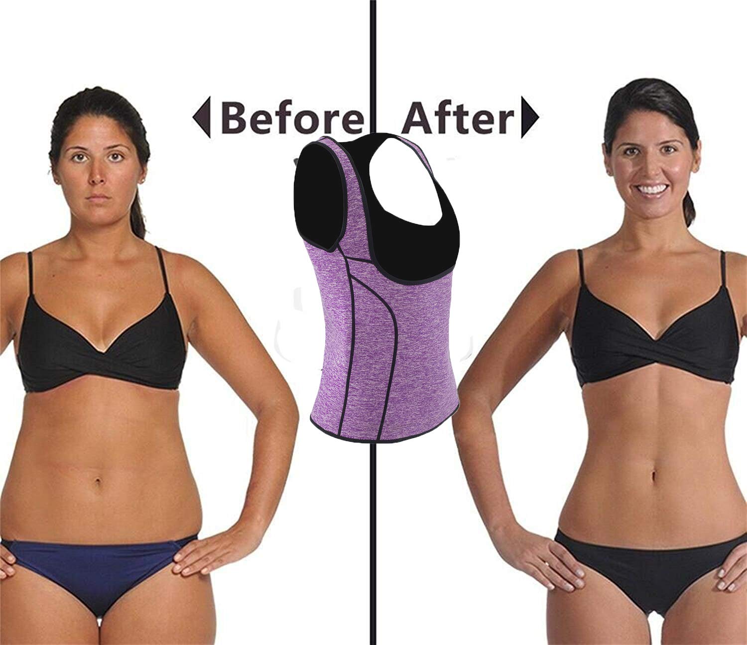 Women's Neoprene Waist Trainer Corset - Sauna Sweat Vest for Weight Loss & Hot Slimming - Tank Top Shirt for Workout, Gym & Body Shaping